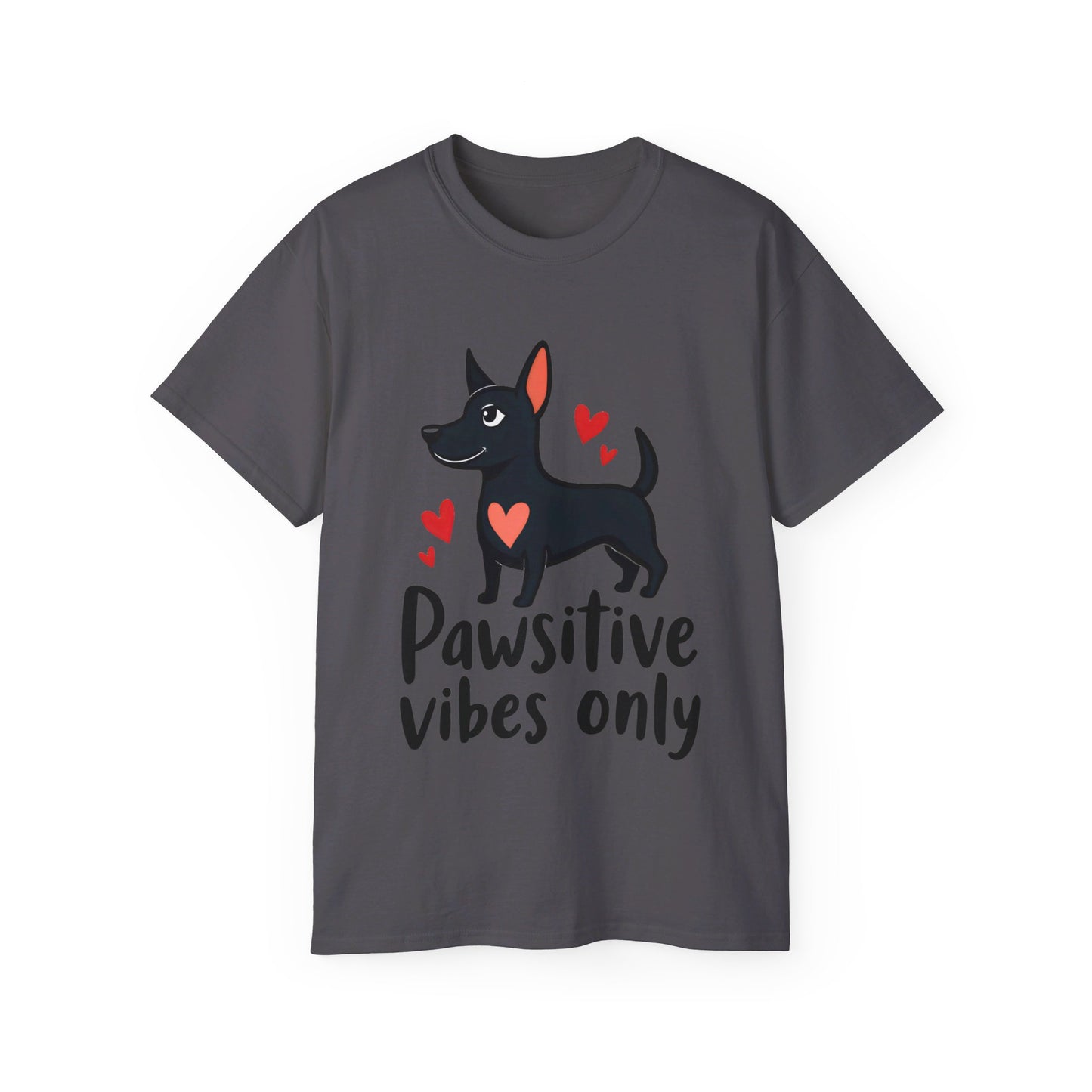 Cute Dog Cartoon Pawsitive Vibes Only Unisex Organic T-Shirt