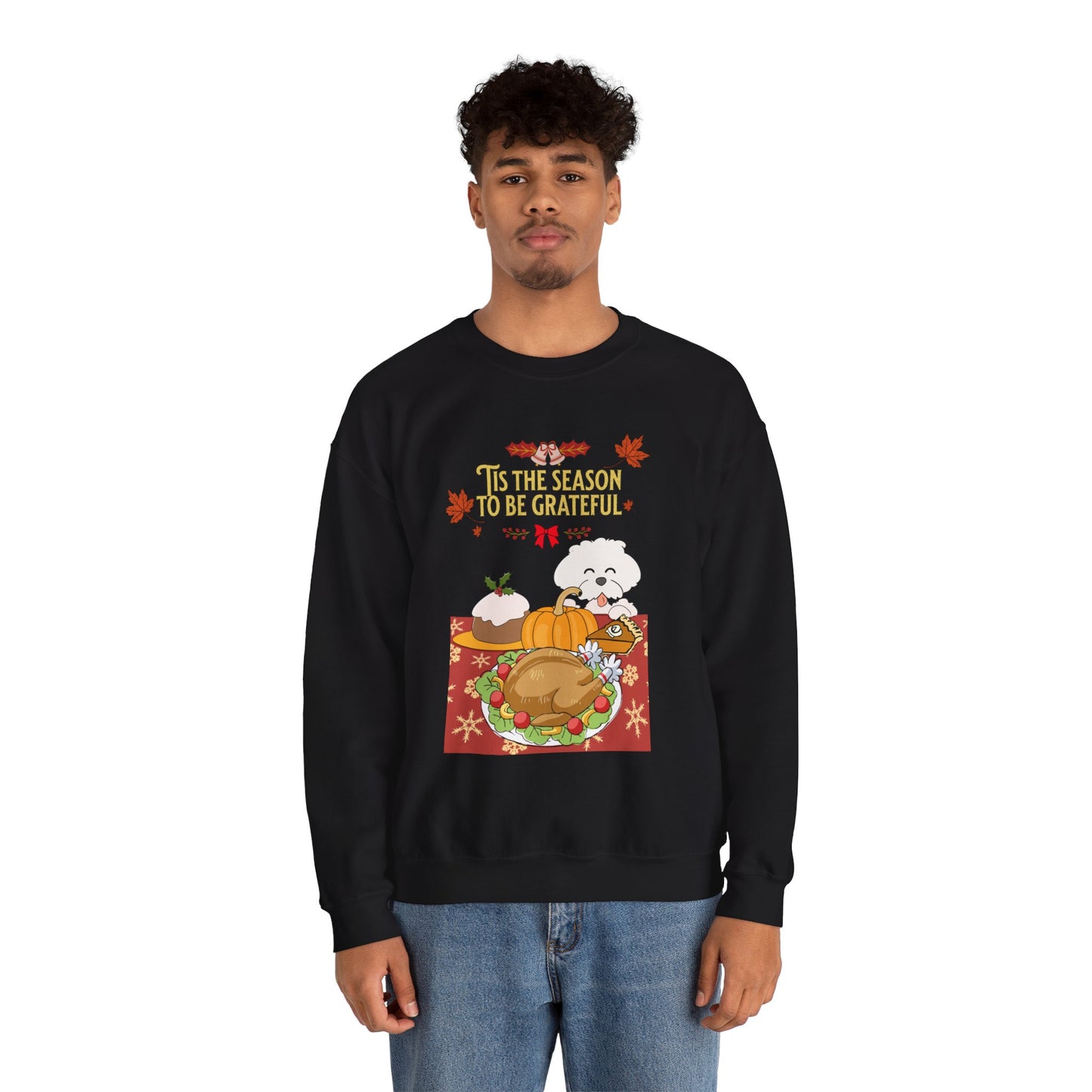 Tis the Season to be Grateful Thanksgiving Unisex Crewneck Sweatshirt