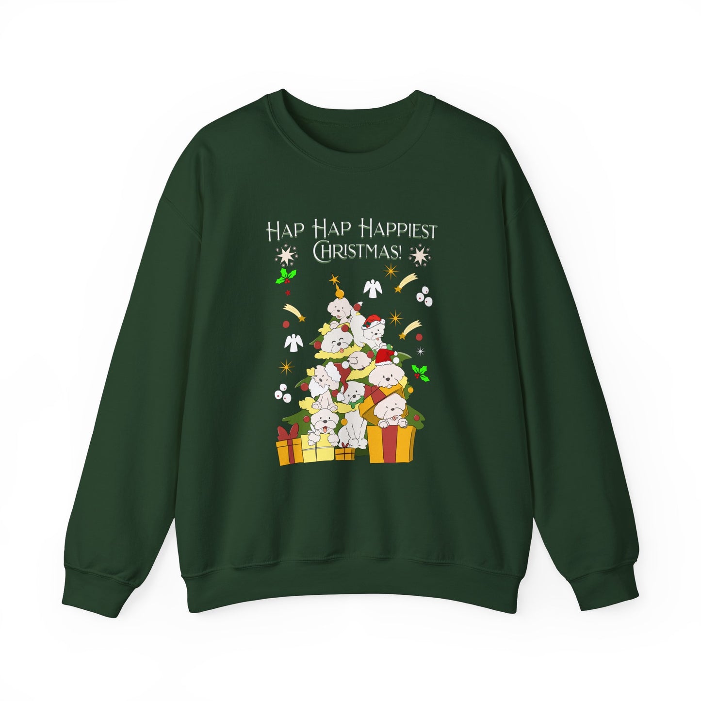 Hap Hap Happiest Christmas Poodle Christmas Tree Unisex Crewneck Sweatshirt