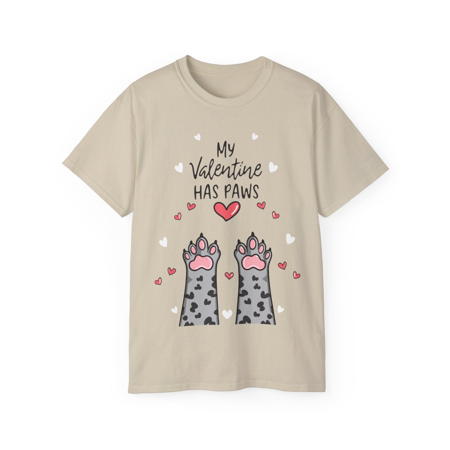 Cute Funny My Valentine Has Paws Unisex Organic T-Shirt