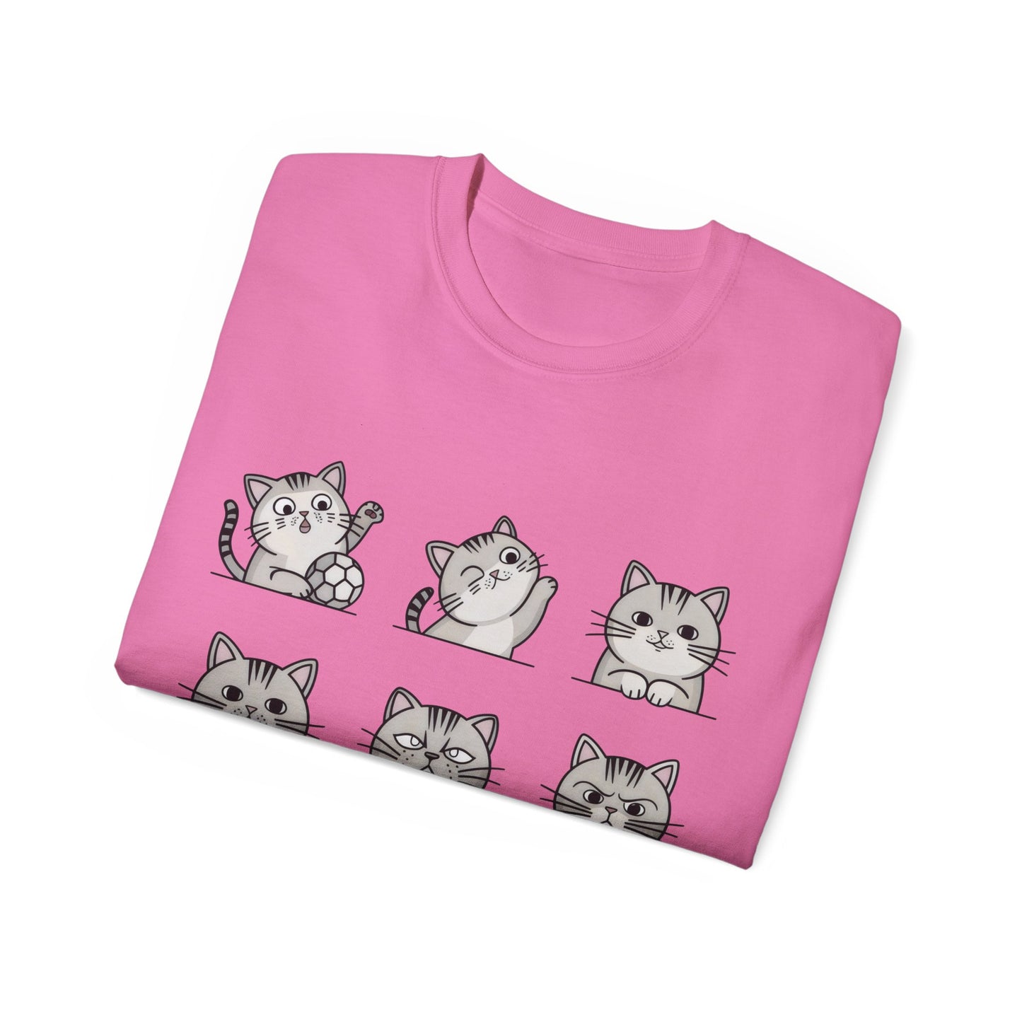 Nine Cute Cats Cartoon Organic T-Shirt