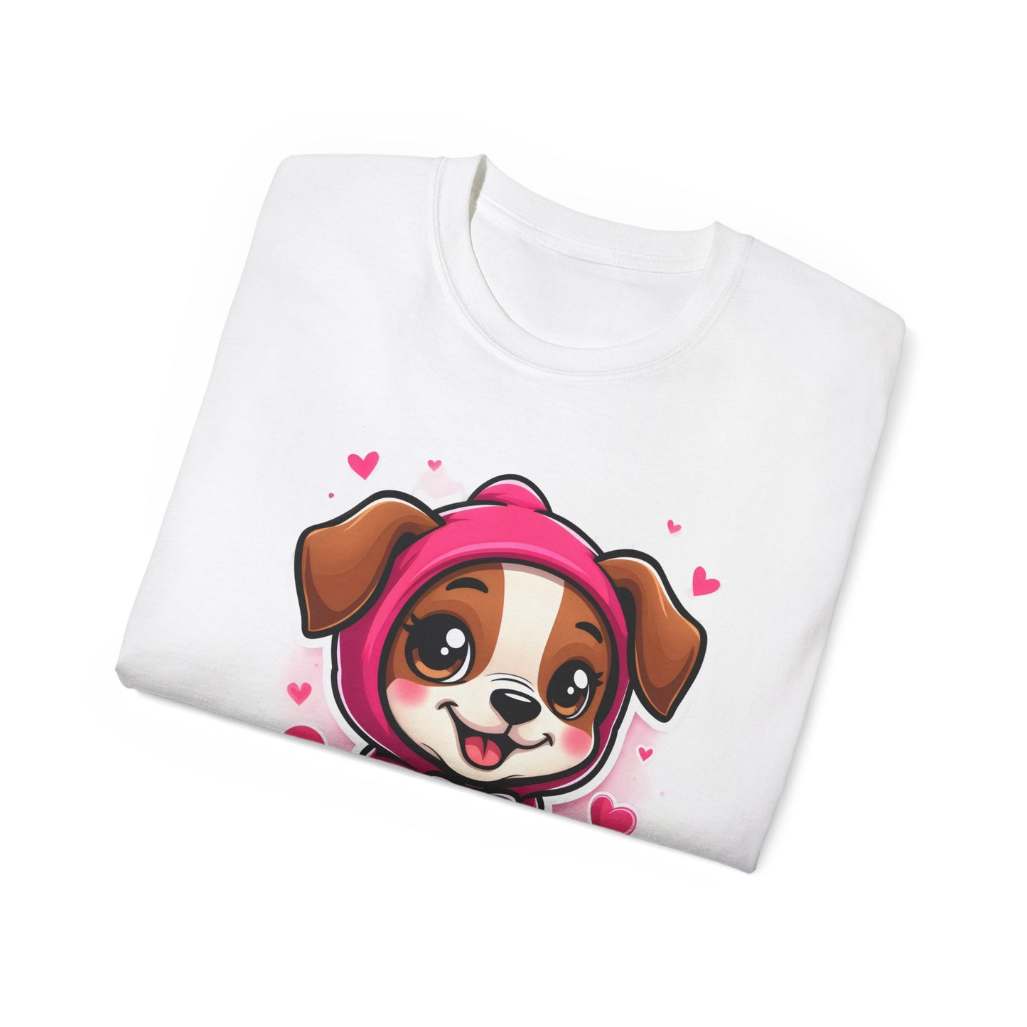 Cute Dog Cartoon In October We Wear Pink Unisex Organic T-Shirt