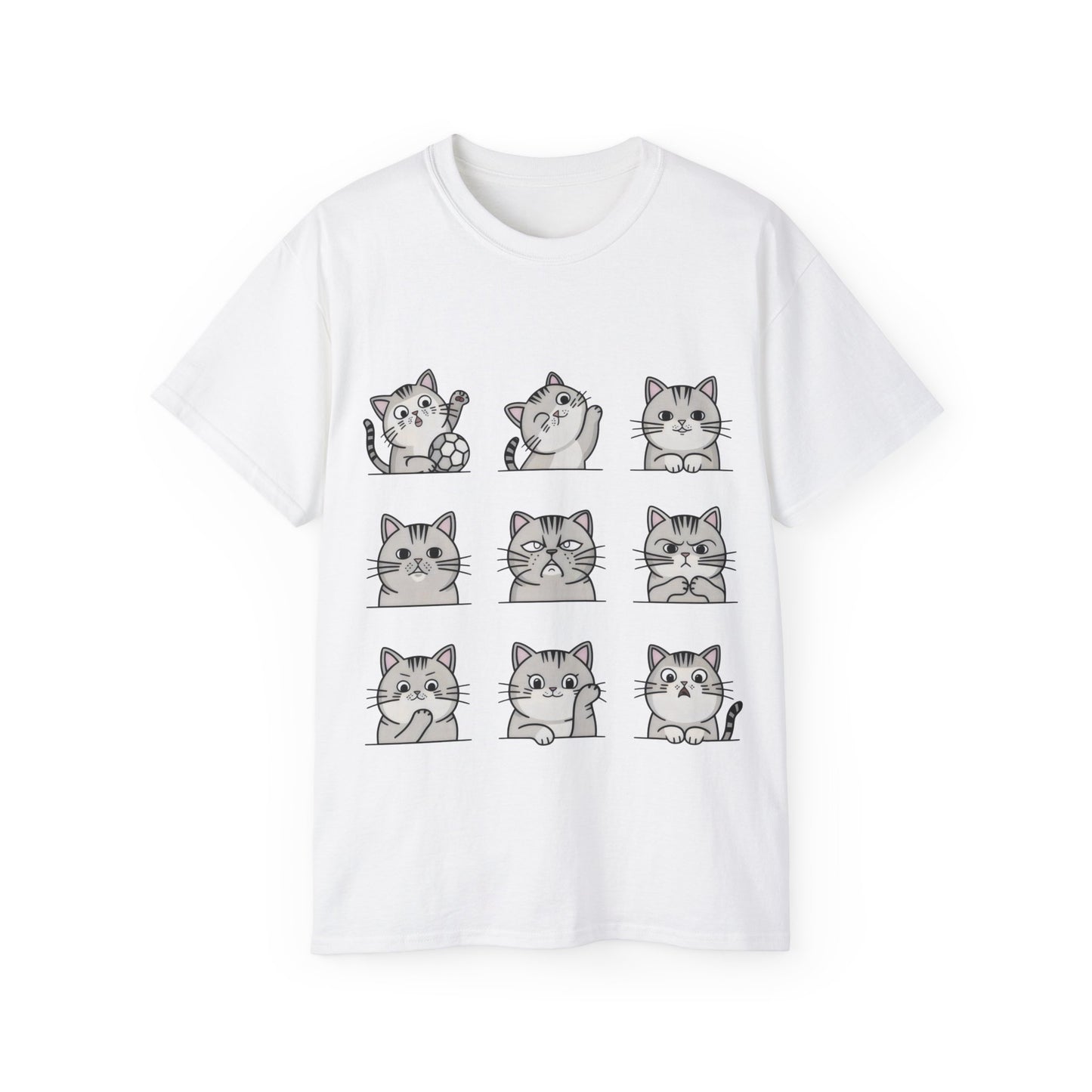 Nine Cute Cats Cartoon Organic T-Shirt