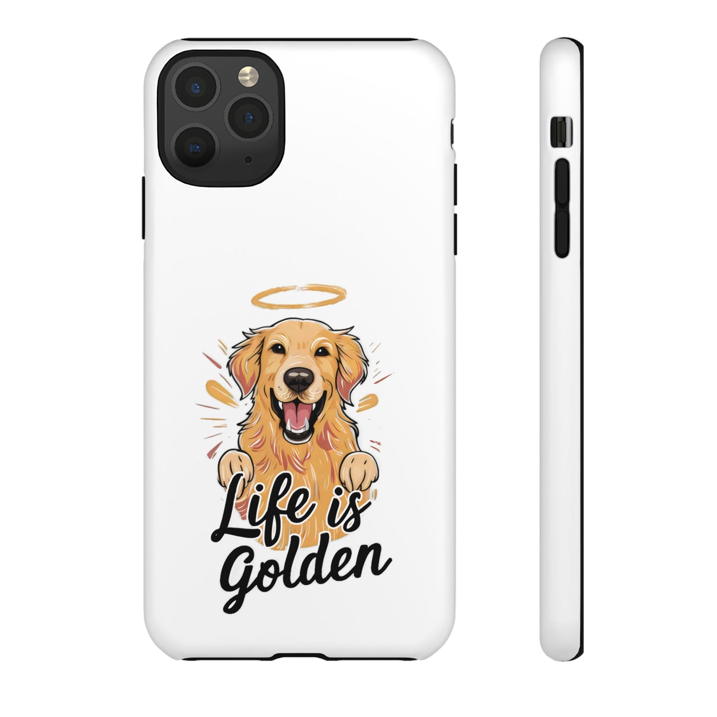 Cute Dog Cartoon Life is Golden iPhone Tough Cases