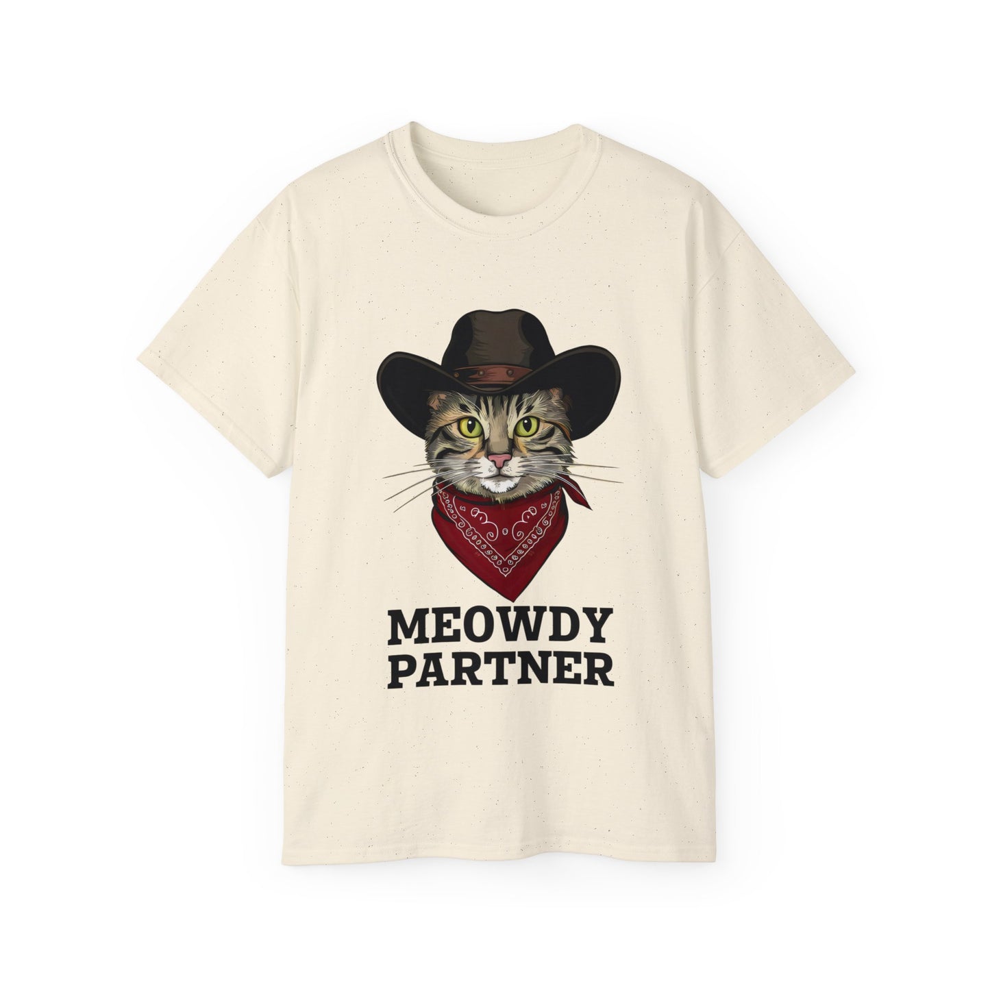 Cute Cat Cartoon Meowdy Partner Unisex Organic T-Shirt