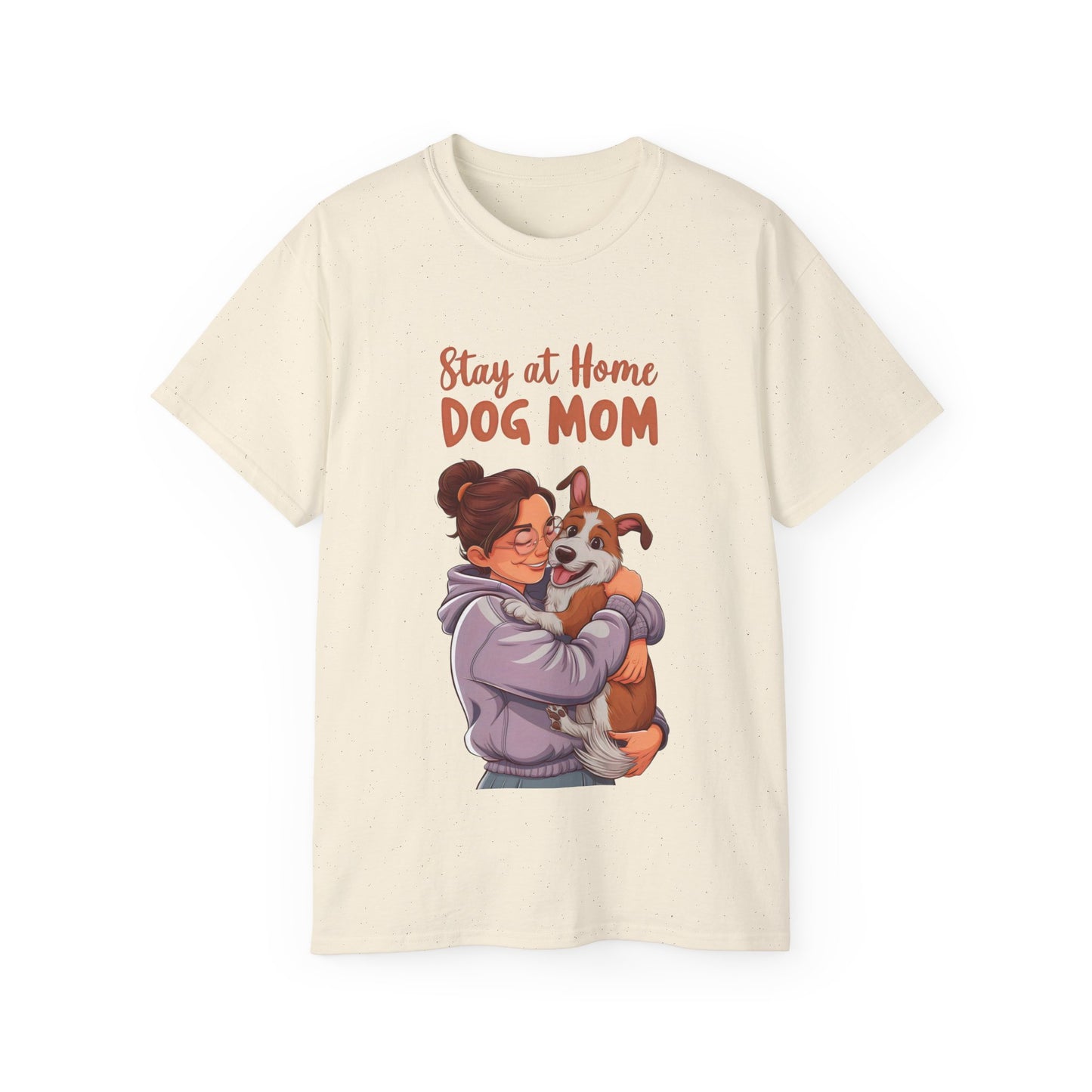 Cute Funny Cartoon Stay at Home Dog Mom Unisex Organic T-Shirt