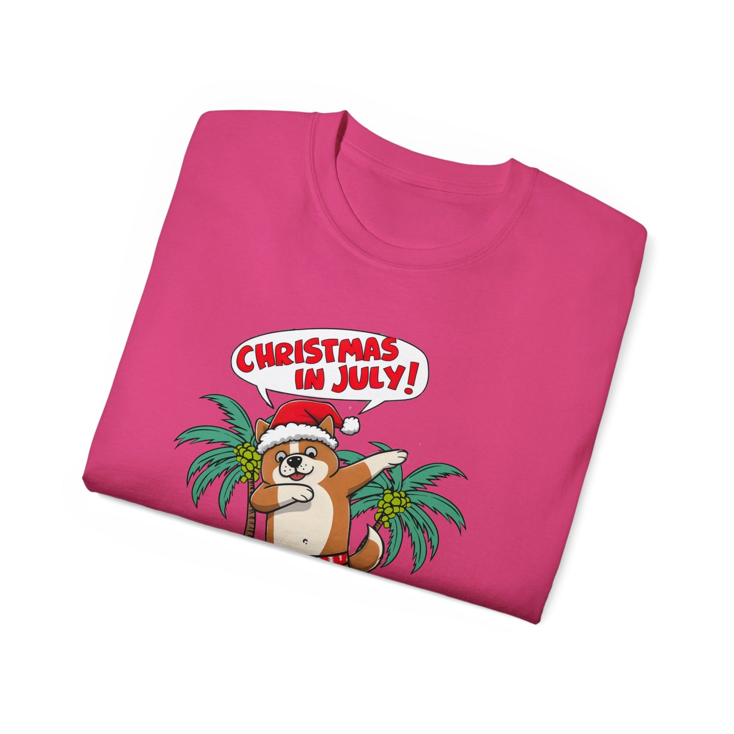 Cute Dog Cartoon Christmas in July Unisex Organic T-Shirt