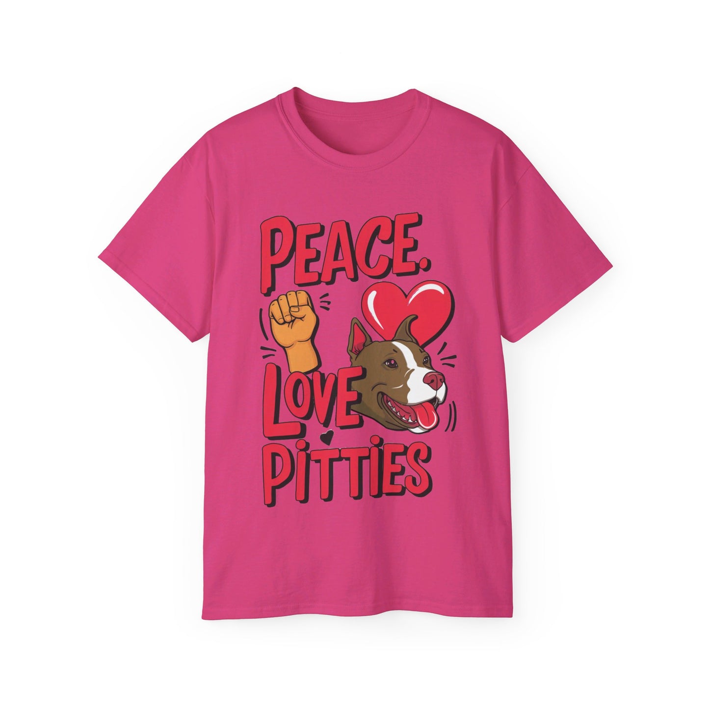 Cute Dog Cartoon Peace Love Pitties Unisex Organic T-Shirt