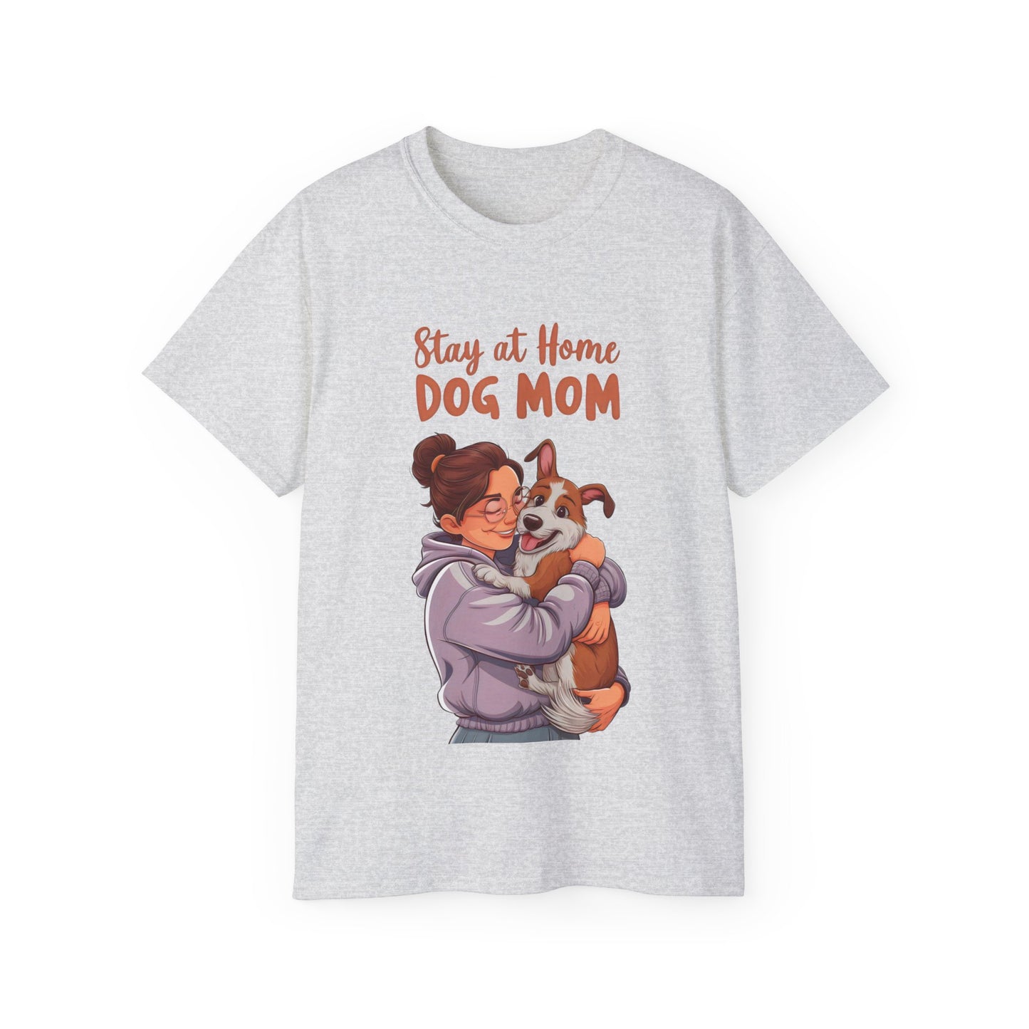 Cute Funny Cartoon Stay at Home Dog Mom Unisex Organic T-Shirt