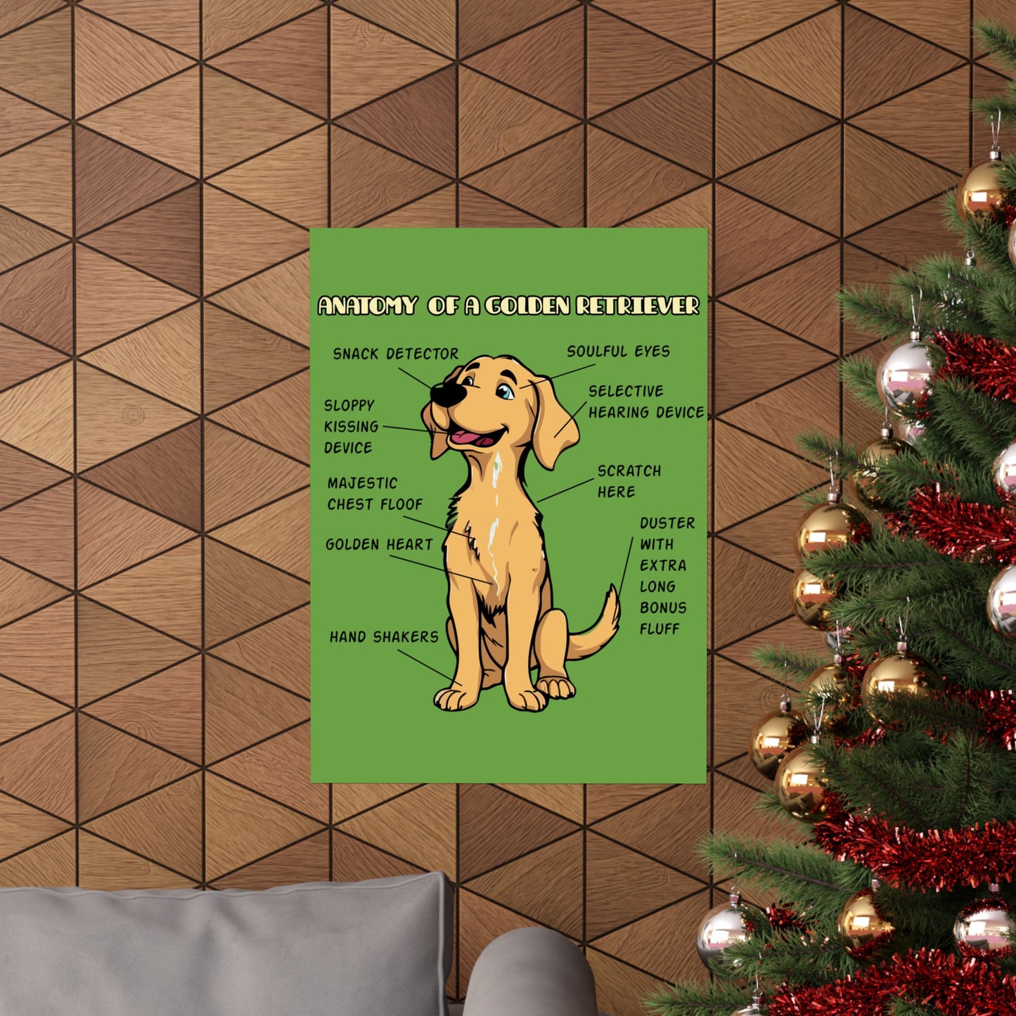 Cute Cartoon Anatomy of a Golden Retriever Posters