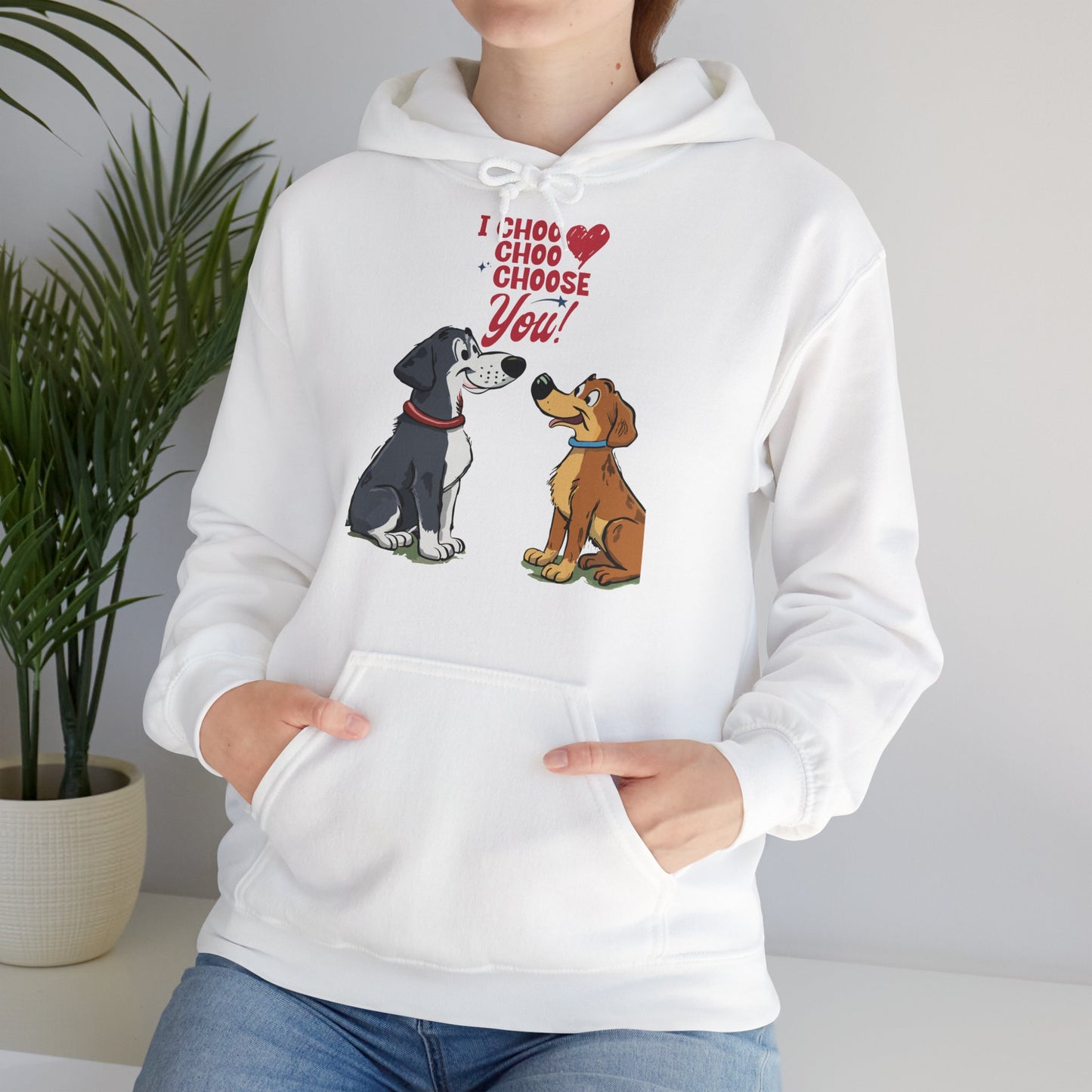 Cute Cartoon Dog I Choose You Valentine's Day Unisex Hooded Sweatshirt