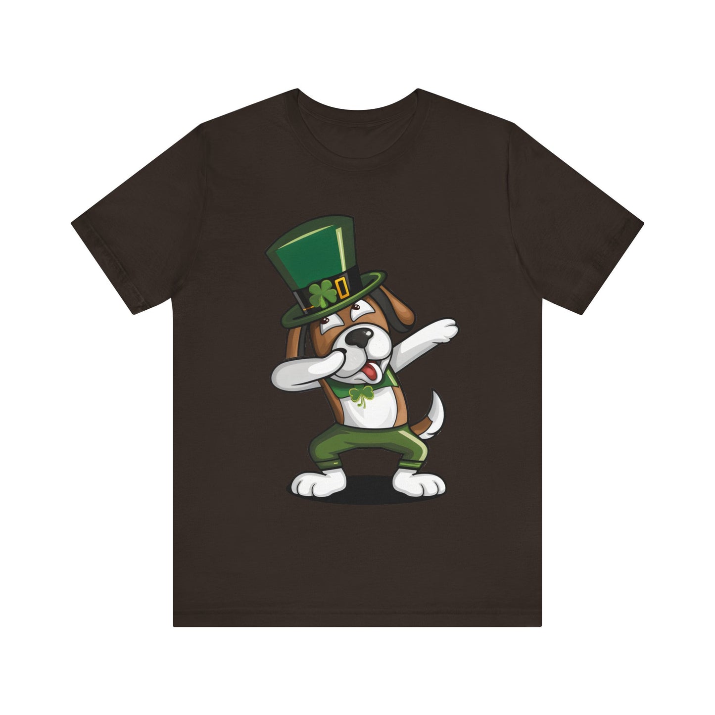 Cute Cartoon St Patrick's Day Dog Dabbing Unisex Jersey Short Sleeve Tee