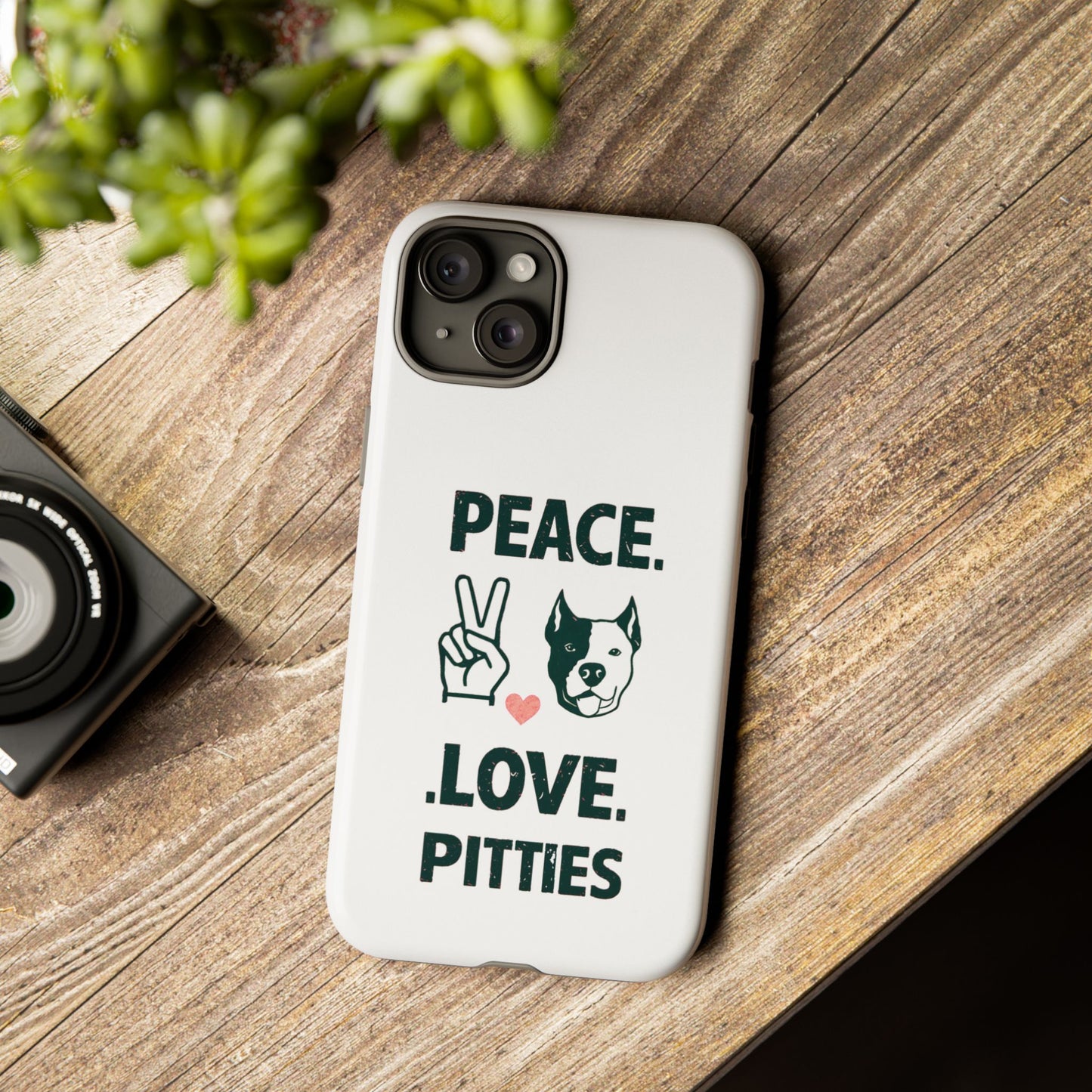 Cute Dog Cartoon Peace Love Pitties iPhone Tough Cases