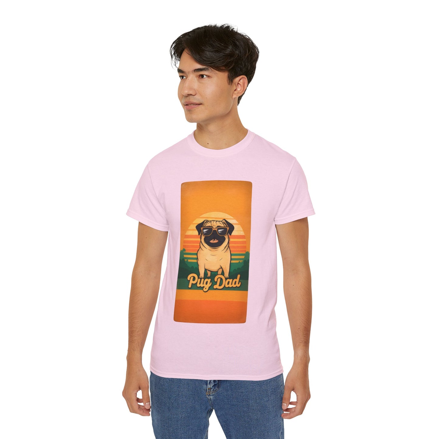 Cute Funny Pug Dad Unisex Organic T-Shirt