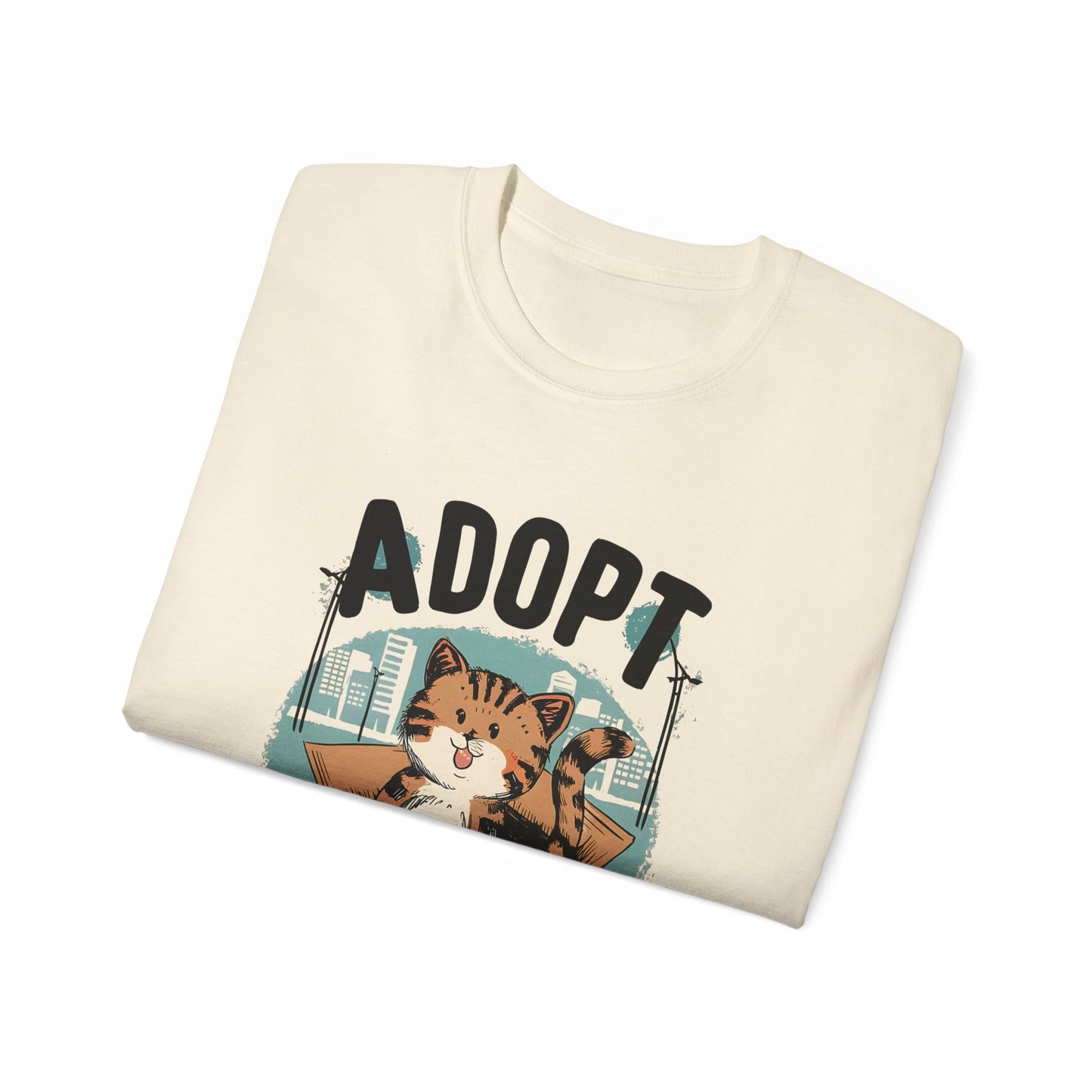 Cute Cat Cartoon Adopt a Street Cat Unisex Organic T-Shirt