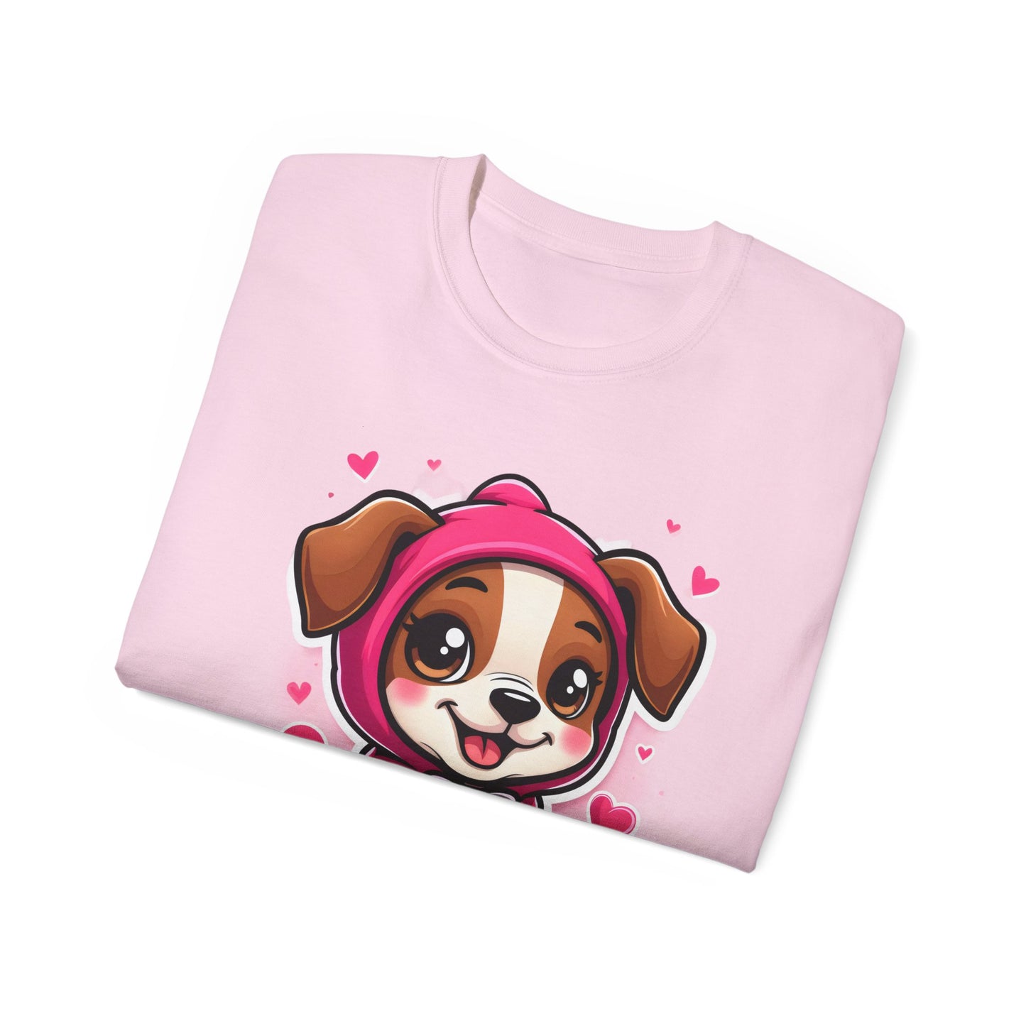 Cute Dog Cartoon In October We Wear Pink Unisex Organic T-Shirt