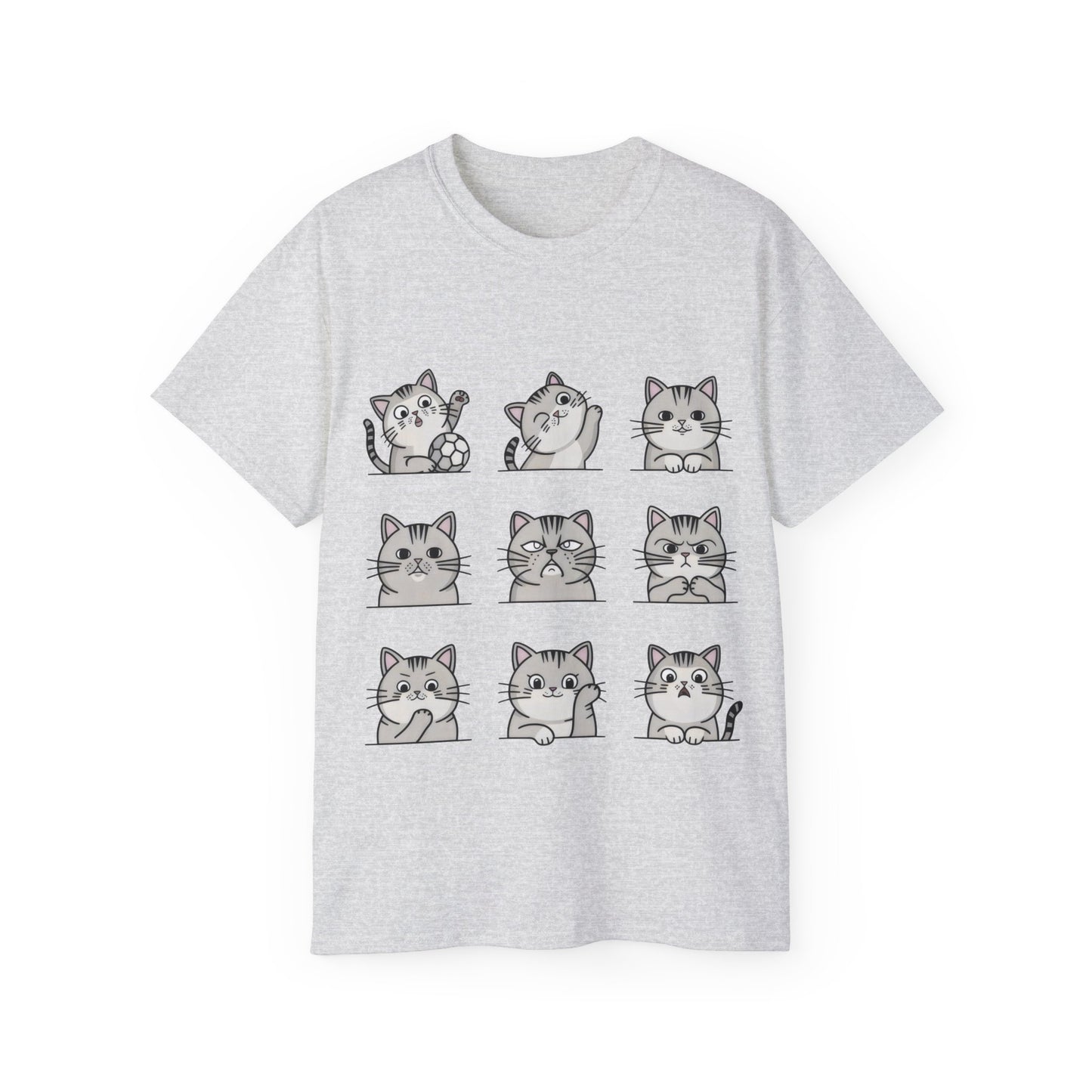 Nine Cute Cats Cartoon Organic T-Shirt