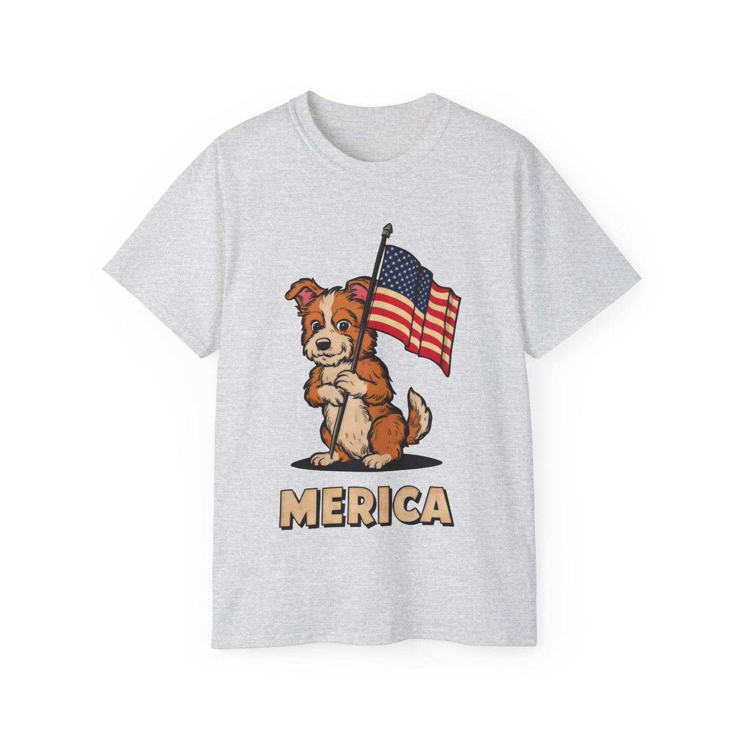 Cute Dog Cartoon Fourth of July Merica Organic T-Shirt