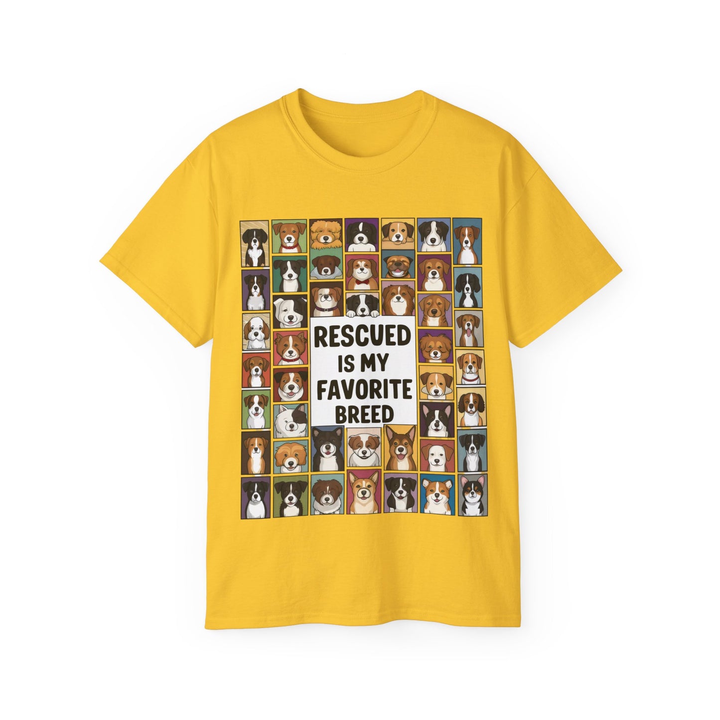 Cute Dog Cartoon Rescued is My Favorite Breed Unisex Organic T-Shirt