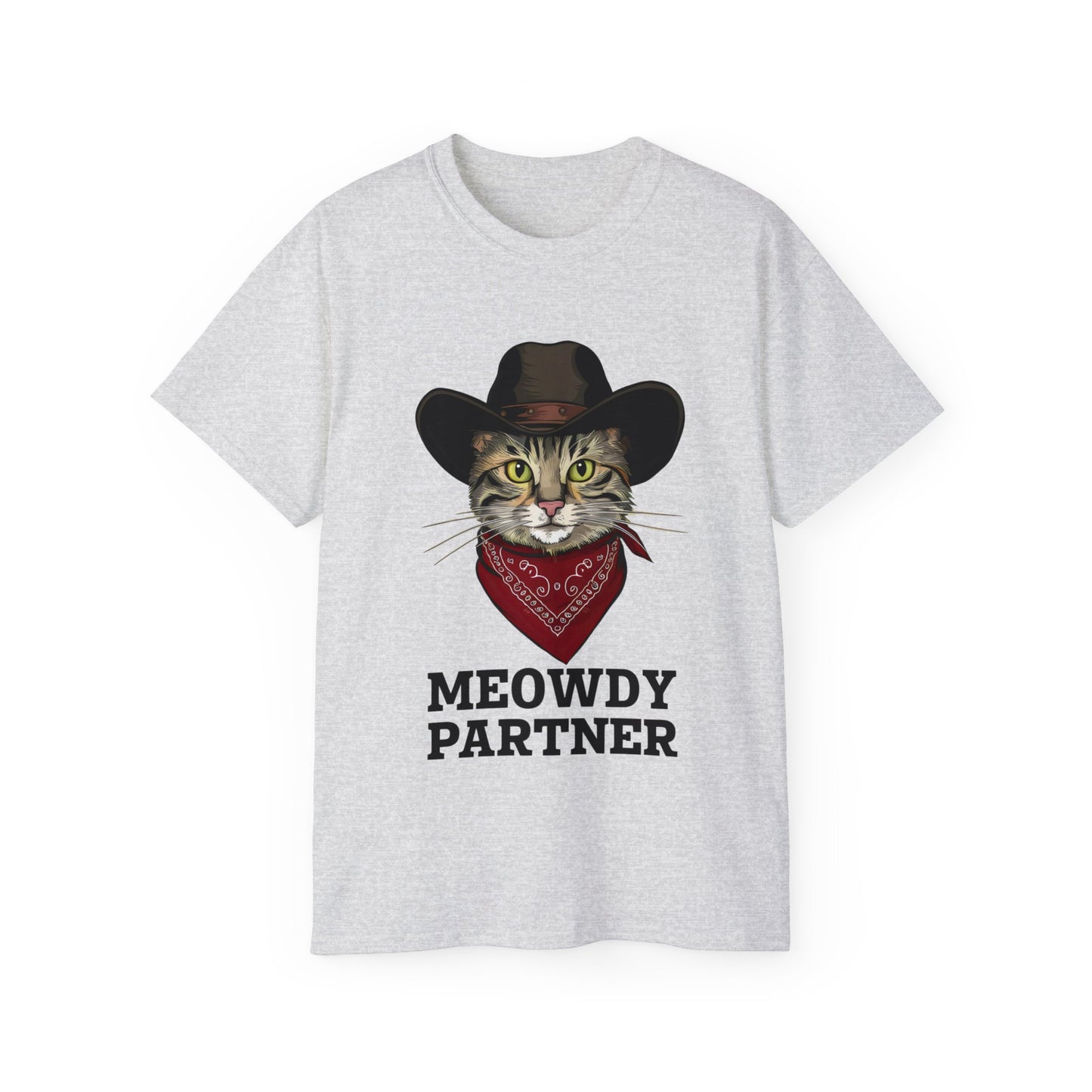 Cute Cat Cartoon Meowdy Partner Unisex Organic T-Shirt