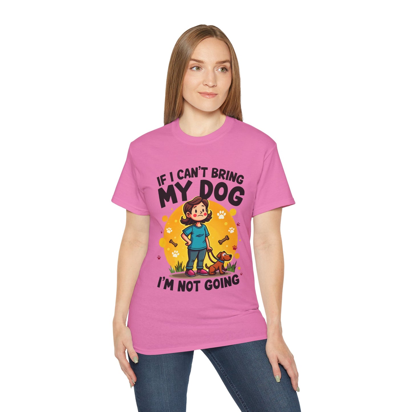 Cute Dog Cartoon If I Can't Bring My Dog I'm Not Going Meme Organic T-Shirt