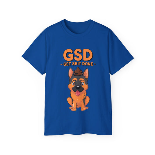 Organic T-Shirt - Cute German Shepherd Cartoon Get Shit Done New Year Motivation