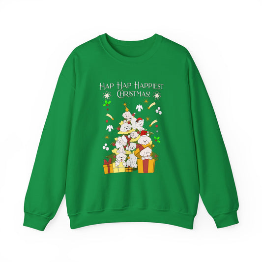 Hap Hap Happiest Christmas Poodle Christmas Tree Unisex Crewneck Sweatshirt