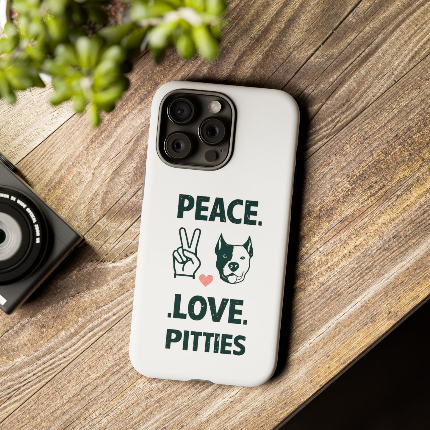 Cute Dog Cartoon Peace Love Pitties iPhone Tough Cases