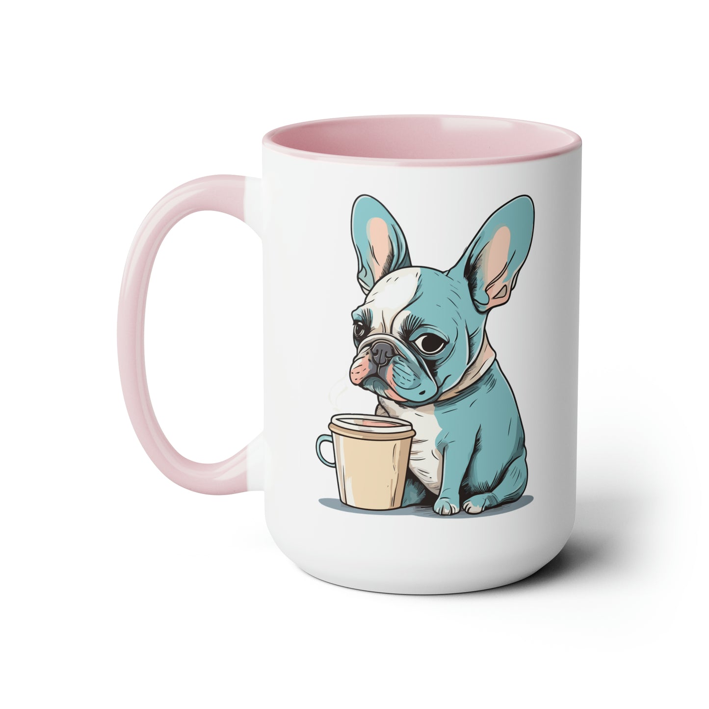 Cute Dog Drinking Coffee Meme Two-Tone Coffee Mugs, 15oz