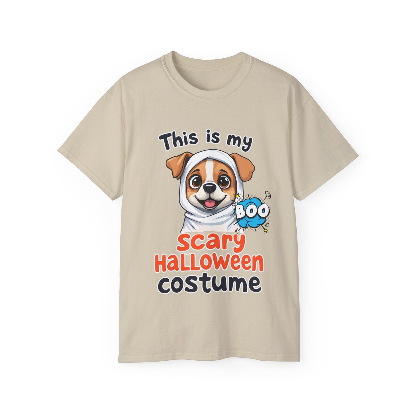 Cute Funny Dog Cartoon This is My Scary Halloween Costume Unisex Organic T-Shirt