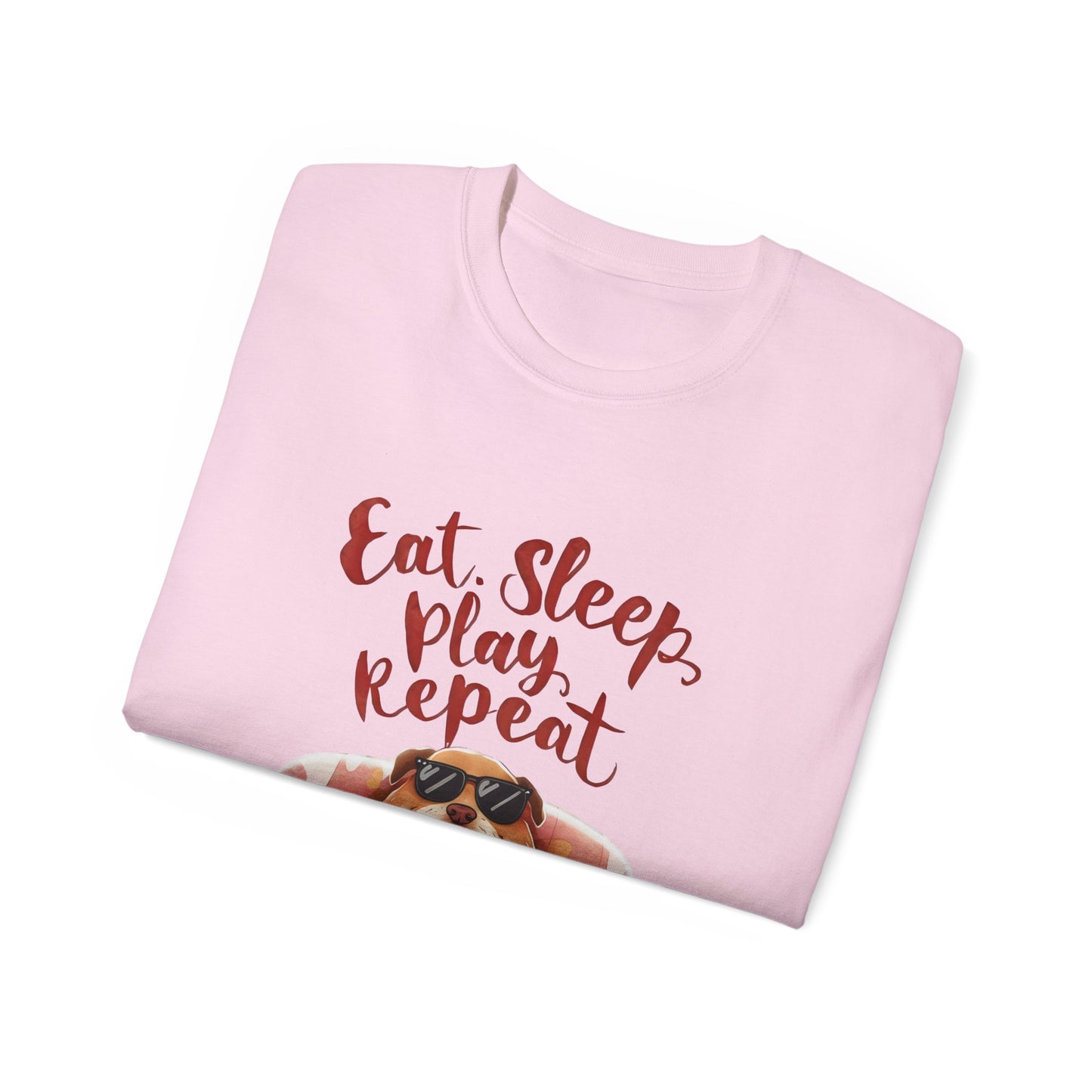 Cute Dog Cartoon Eat Sleep Play Repeat Meme Unisex Organic T-Shirt