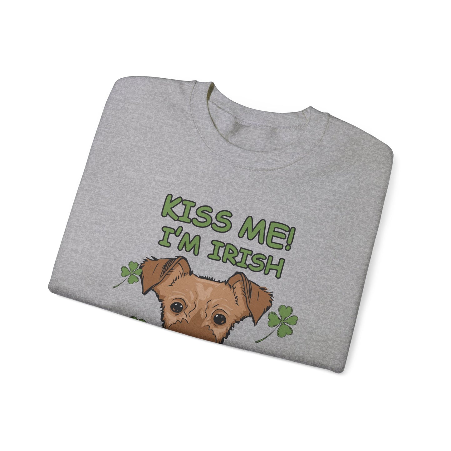 Cute Dog Cartoon St Patrick's Day Irish Terrier Crewneck Sweatshirt