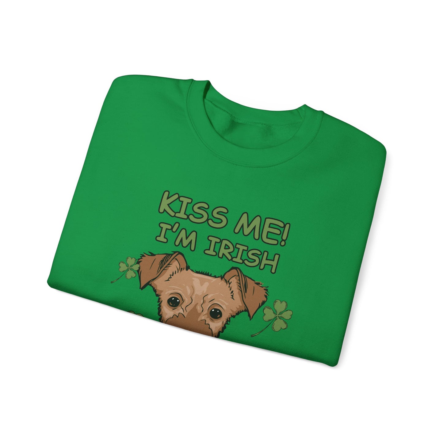 Cute Dog Cartoon St Patrick's Day Irish Terrier Crewneck Sweatshirt