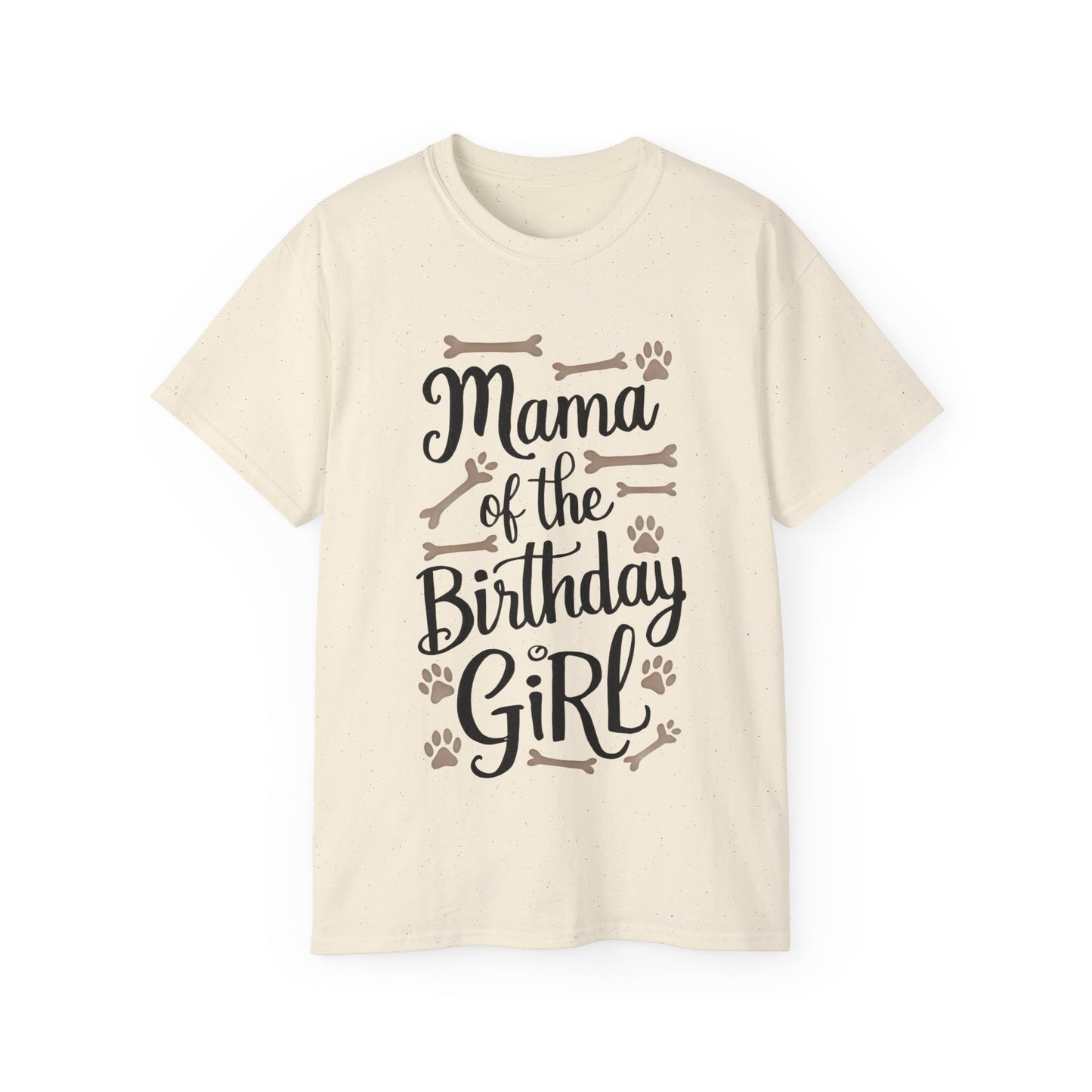 Cute Mama of the Birthday Girl Paw Print Organic T-Shirt