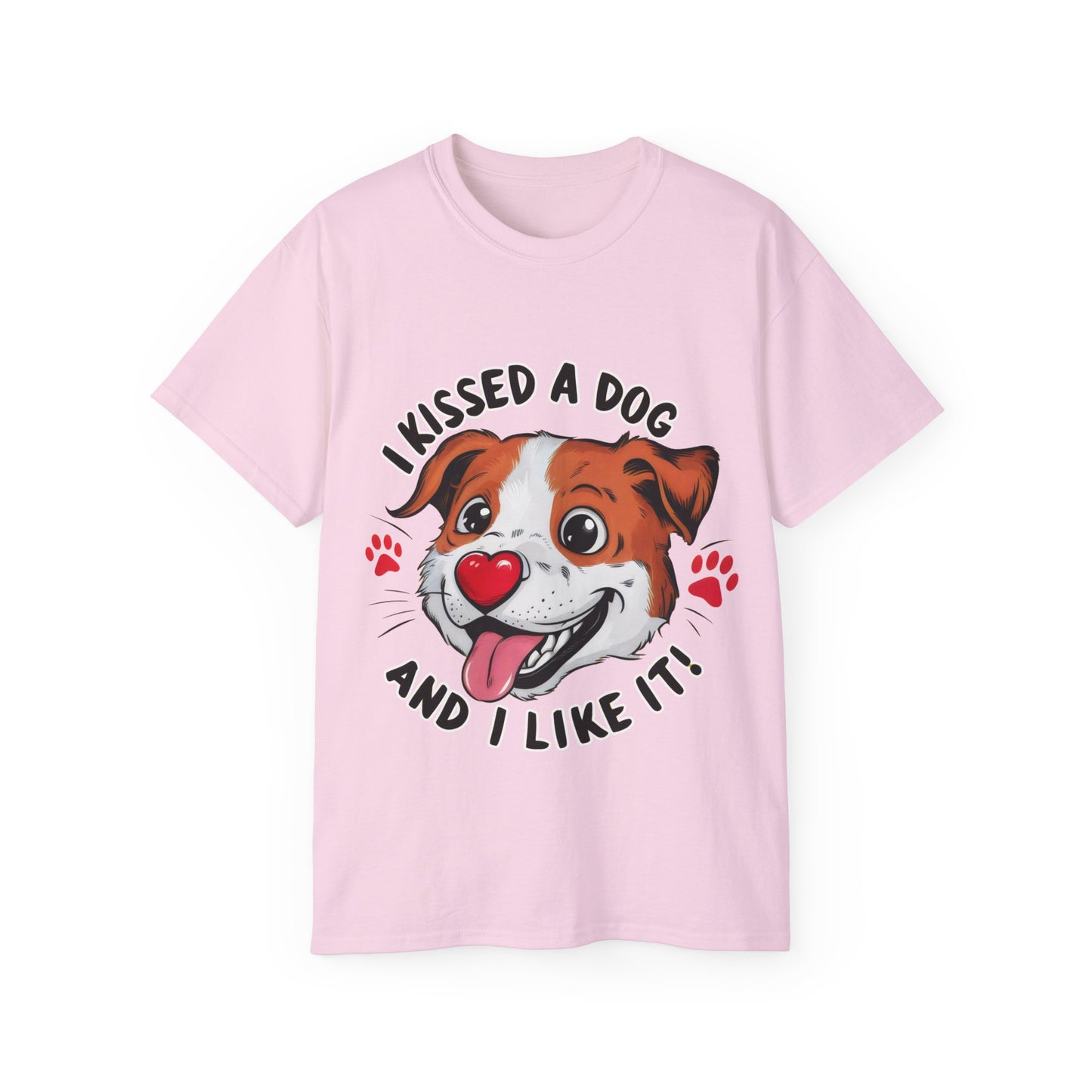 Cute Funny Cartoon I Kissed a Dog and I Like It Meme Unisex Organic T-Shirt