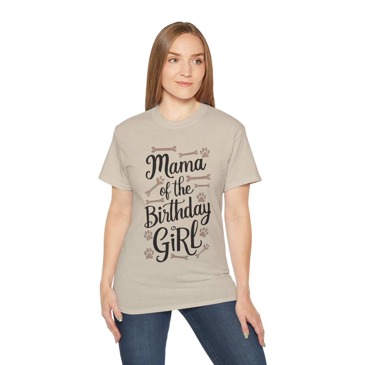 Cute Mama of the Birthday Girl Paw Print Organic T-Shirt