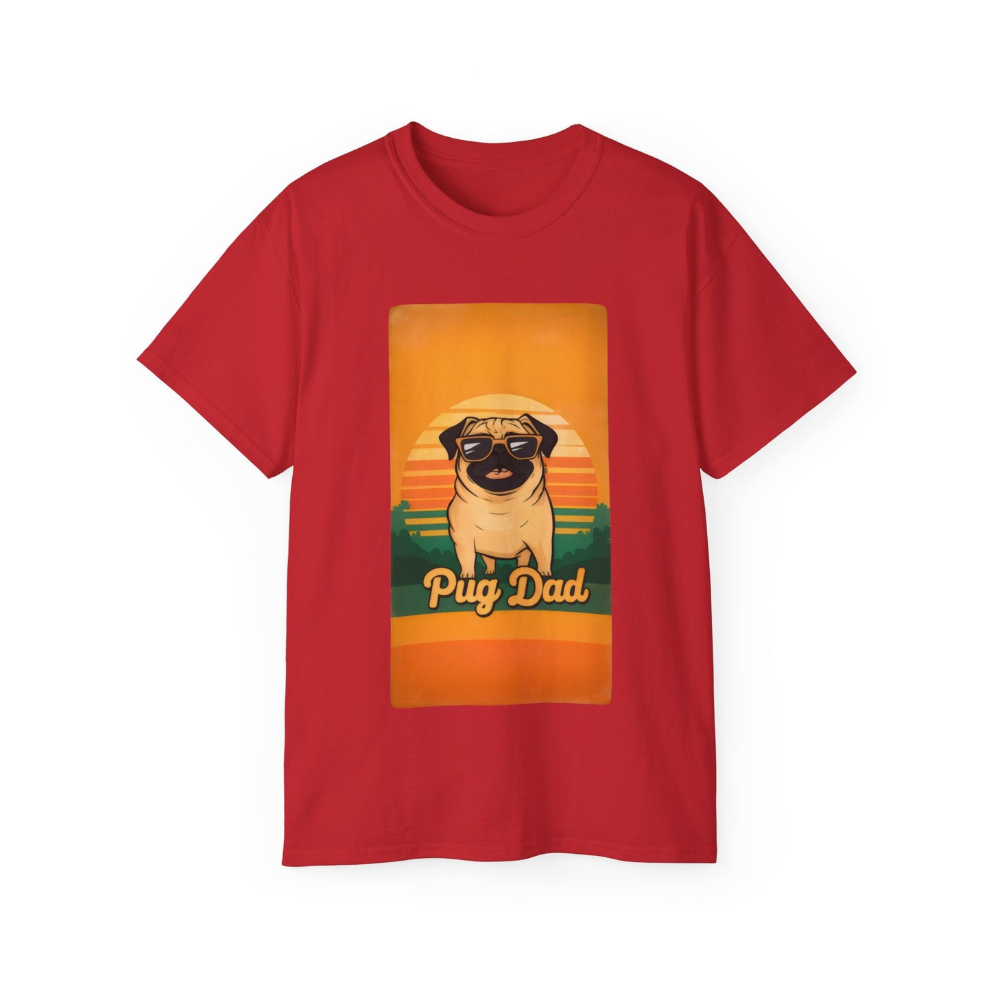 Cute Funny Pug Dad Unisex Organic T-Shirt