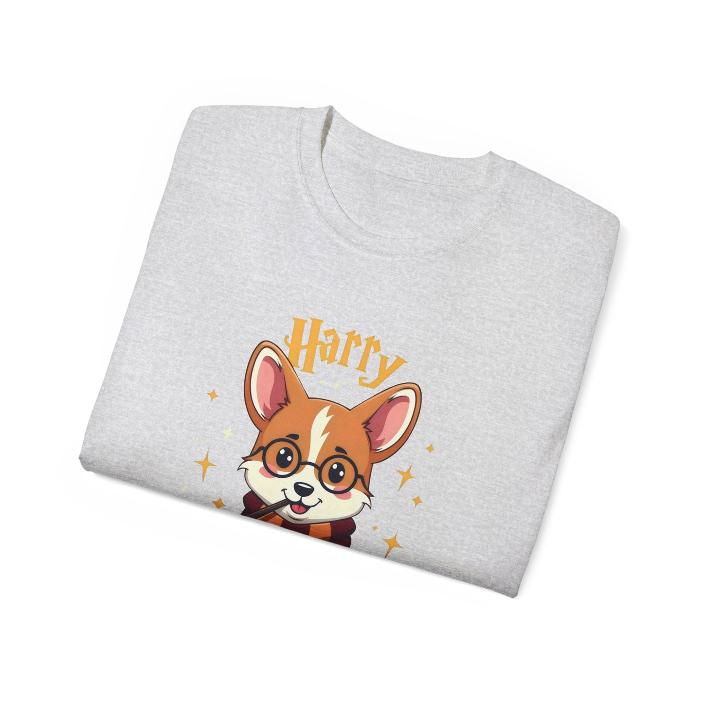 Cute Dog Cartoon Harry Pawter Corgi Unisex Organic T-Shirt