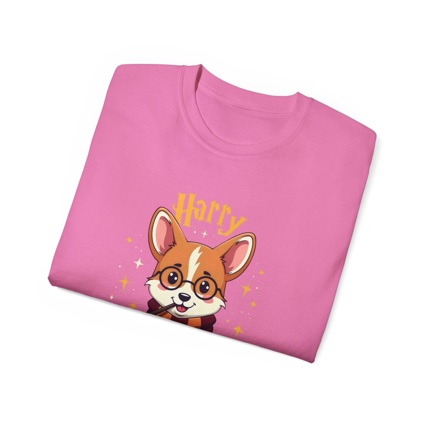 Cute Dog Cartoon Harry Pawter Corgi Unisex Organic T-Shirt