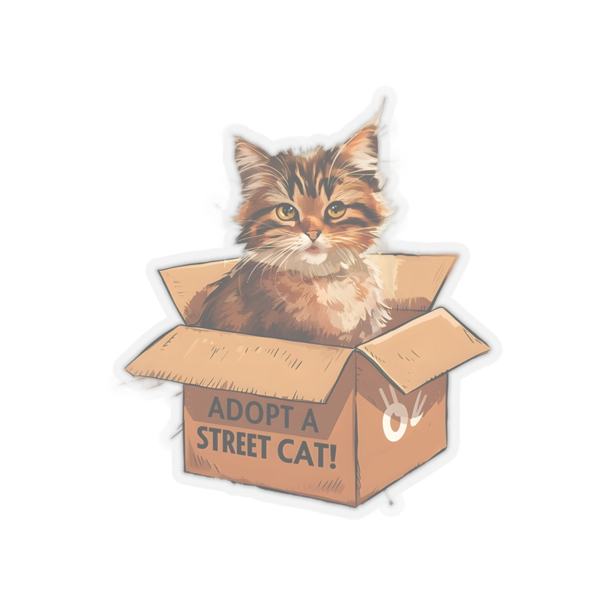 Cute Cat Cartoon Adopt a Street Cat Kiss-cut Stickers