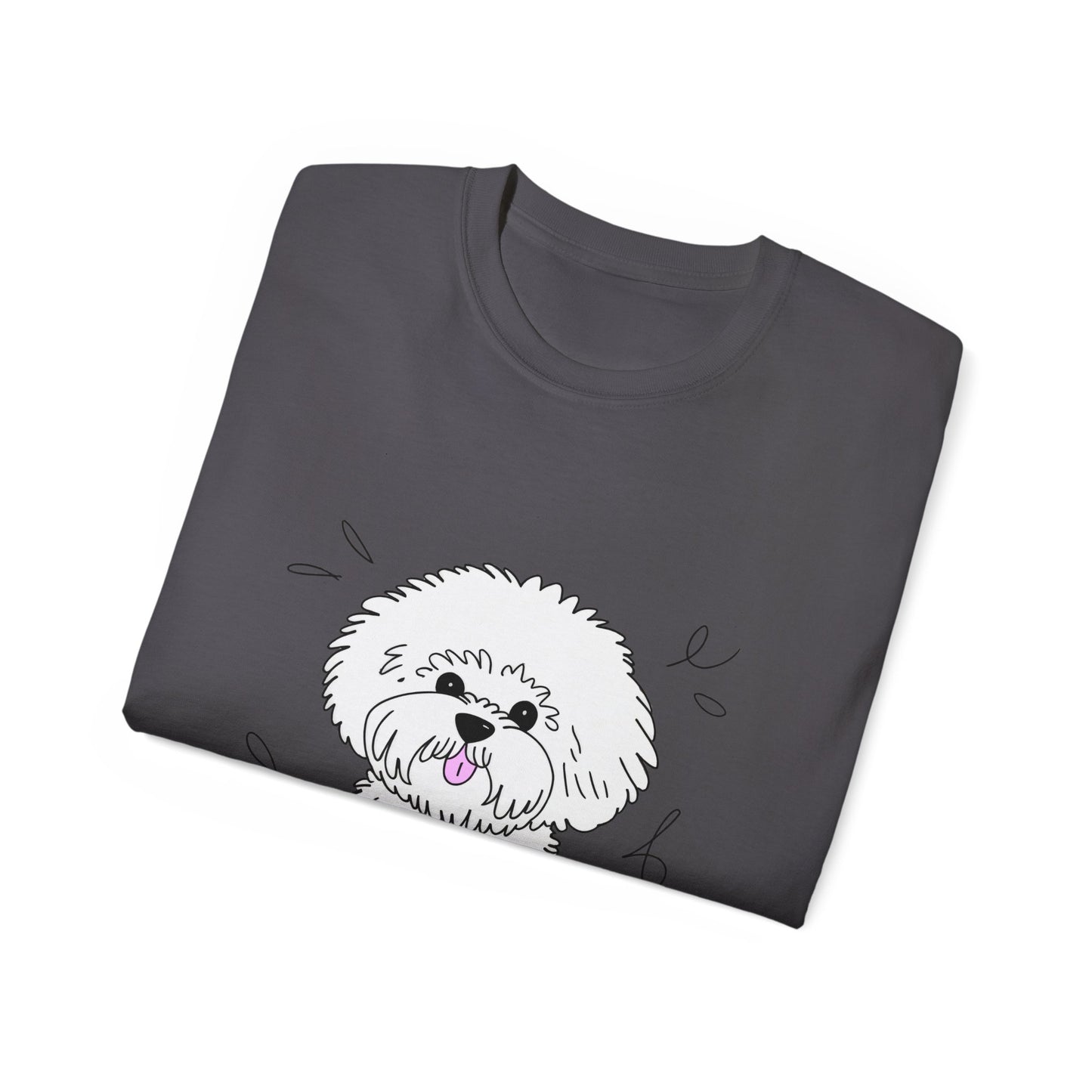 Cute Dog Cartoon Bichon Frise Poodle Unisex Organic T-Shirt