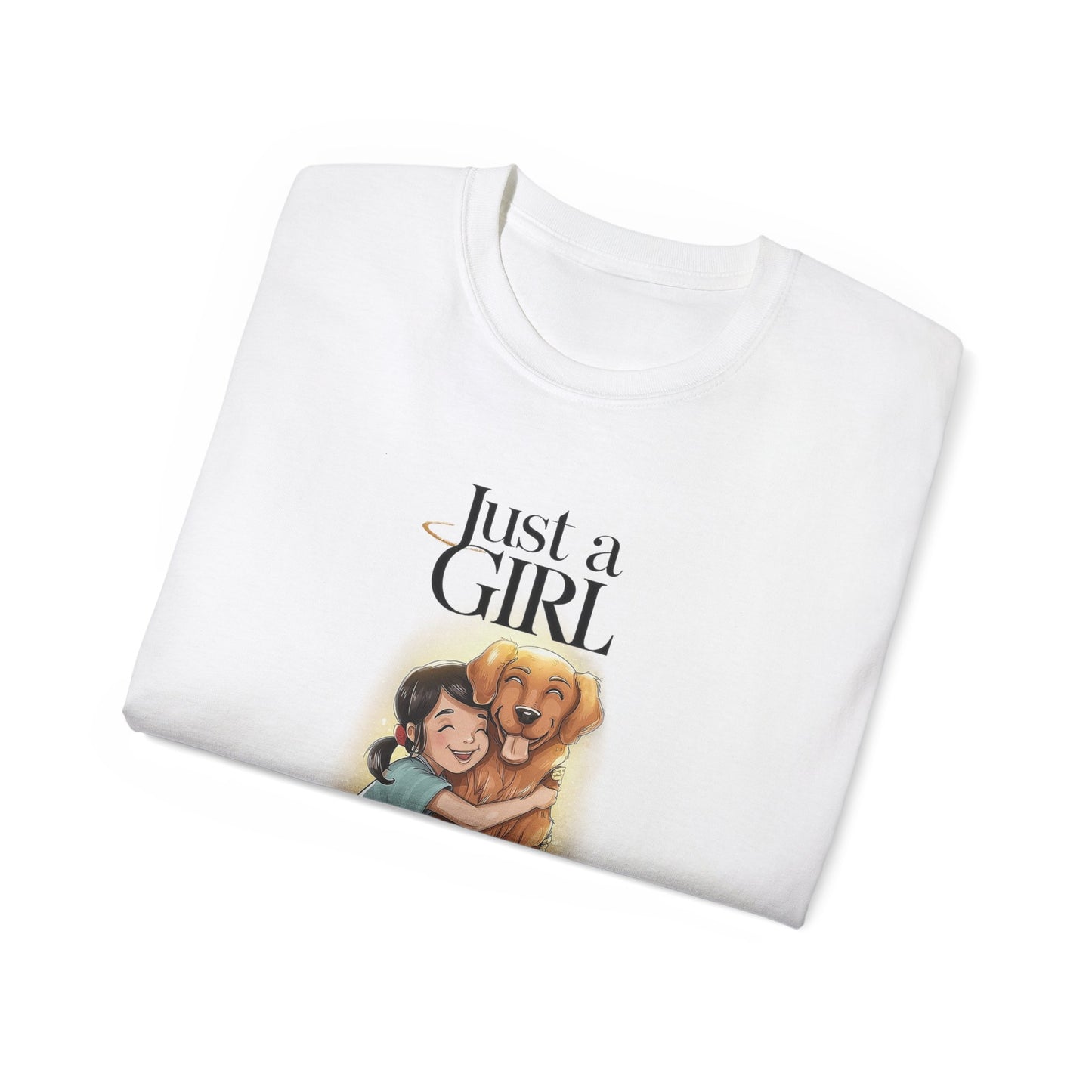 Cute Dog Cartoon Just a Girl Who Loves Goldens Unisex Organic T-Shirt