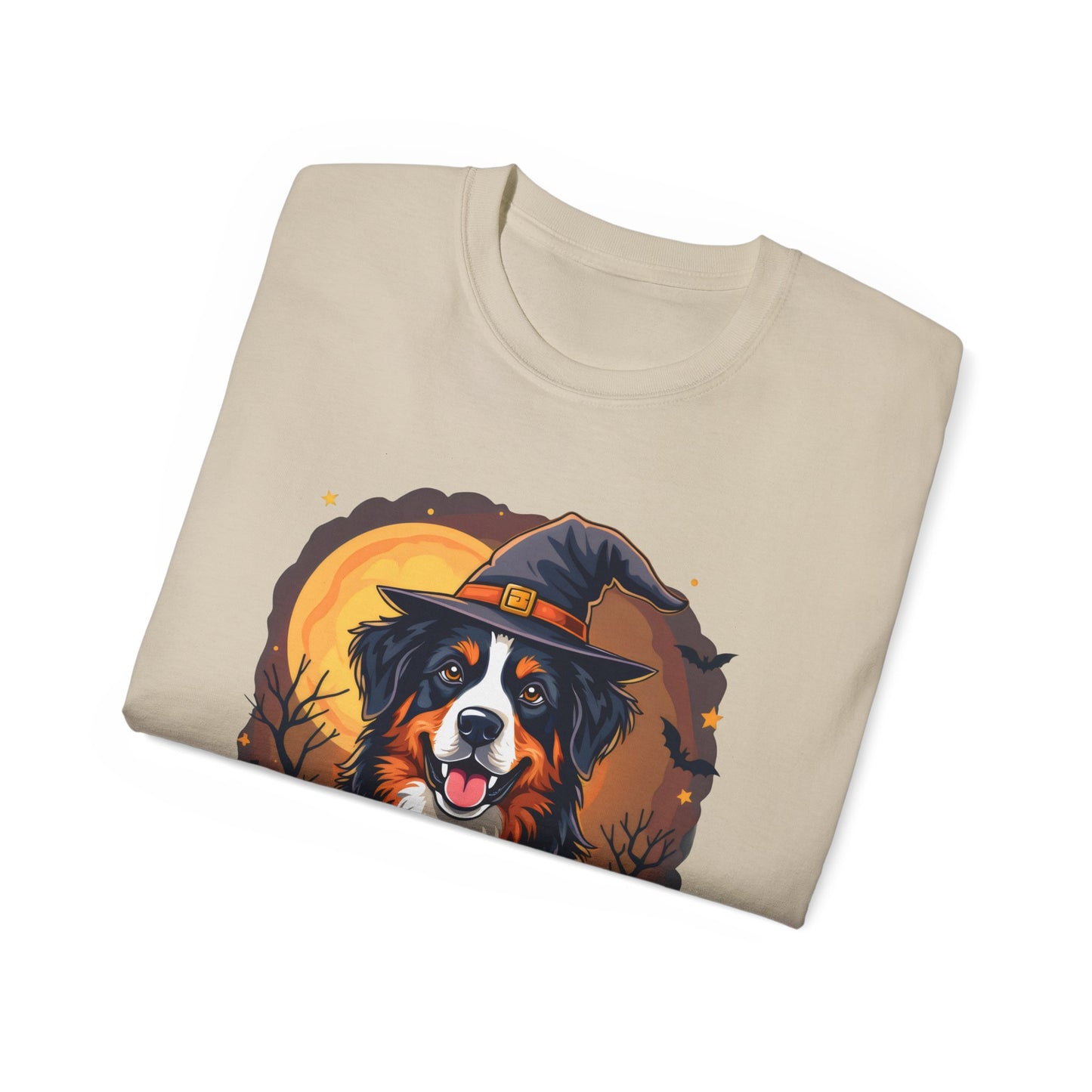 Dog Cartoon Too Cute to Spook Halloween Unisex Organic T-Shirt