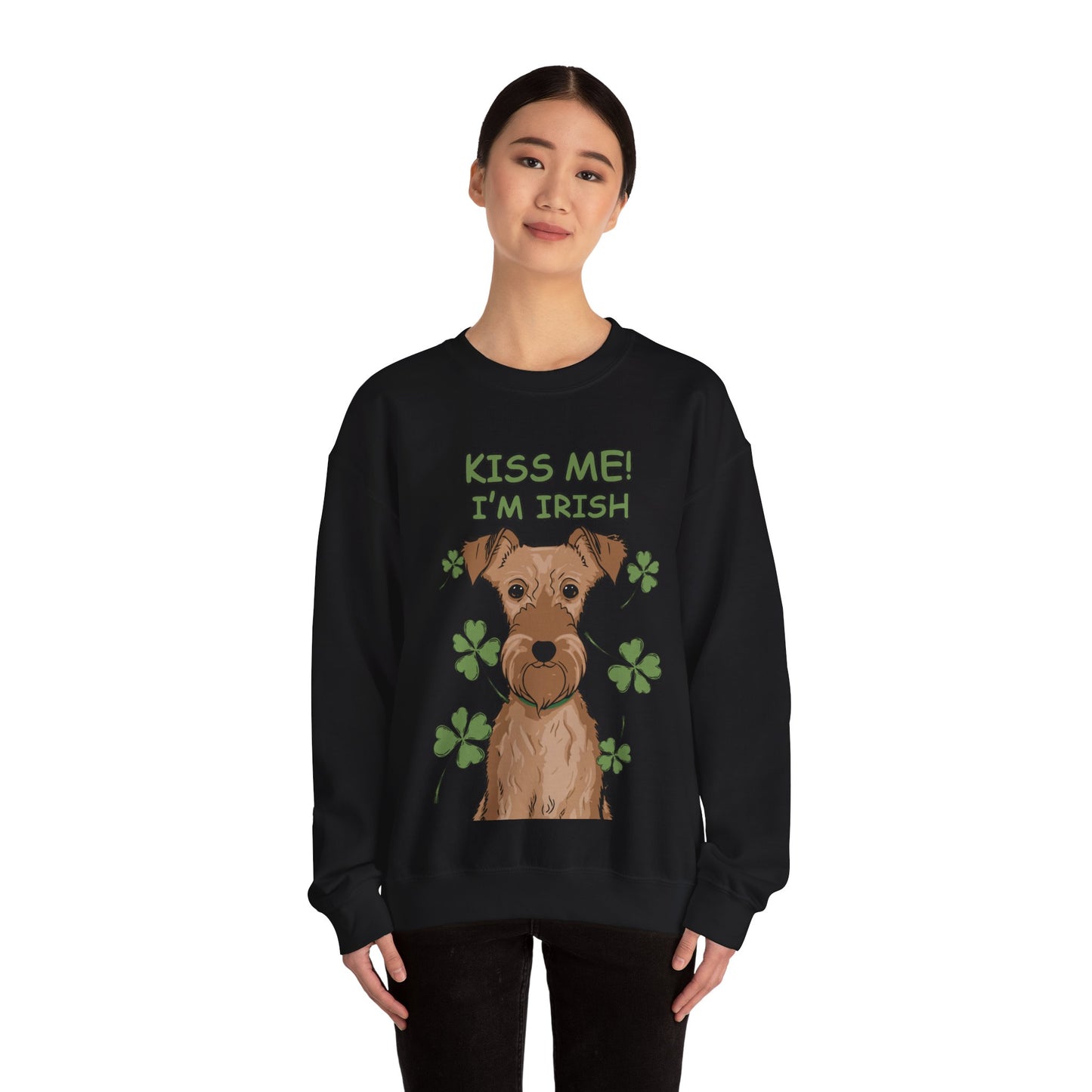 Cute Dog Cartoon St Patrick's Day Irish Terrier Crewneck Sweatshirt