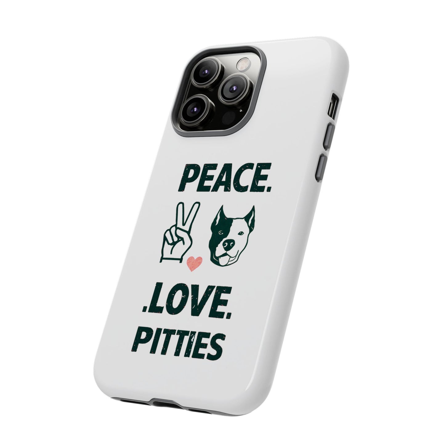 Cute Dog Cartoon Peace Love Pitties iPhone Tough Cases