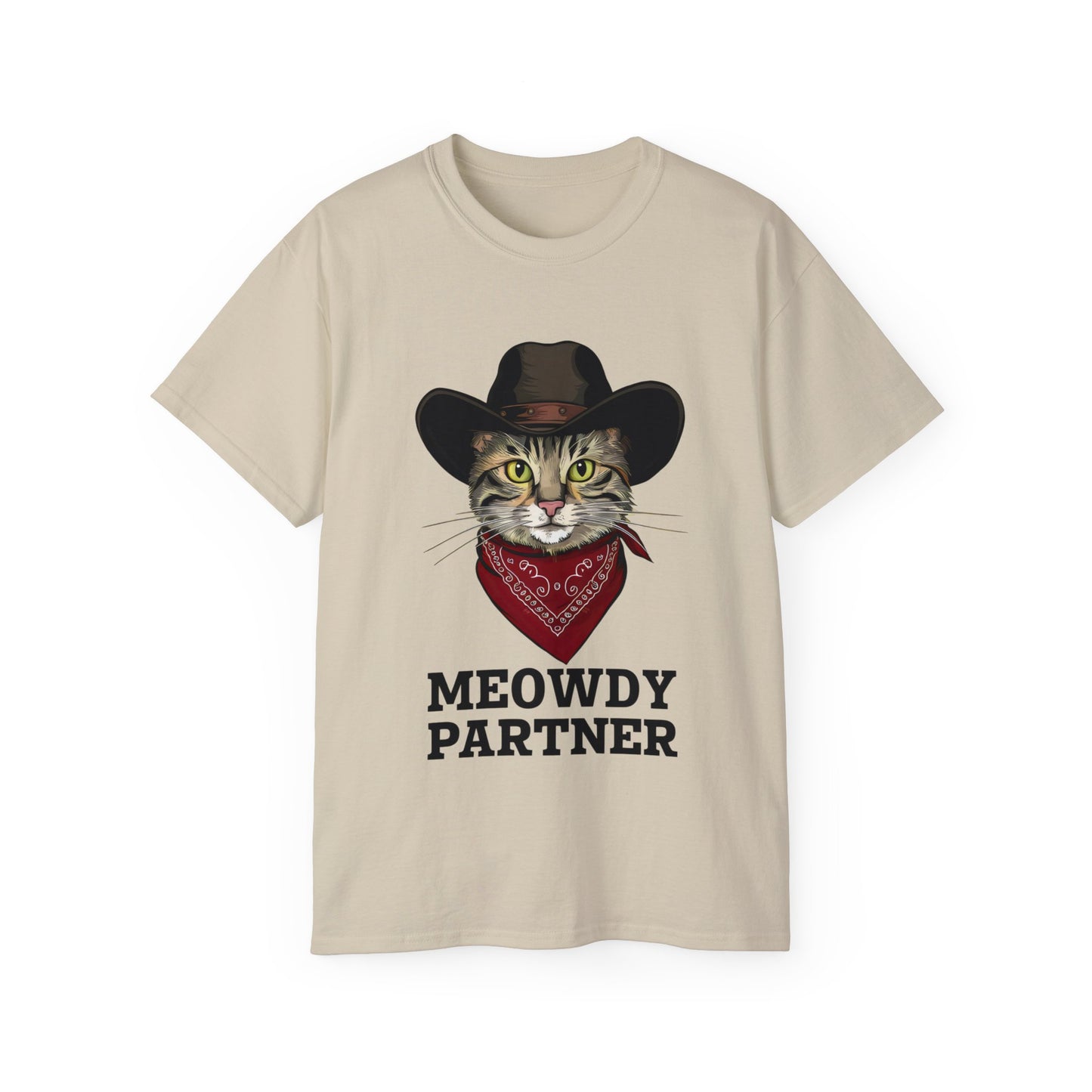 Cute Cat Cartoon Meowdy Partner Unisex Organic T-Shirt