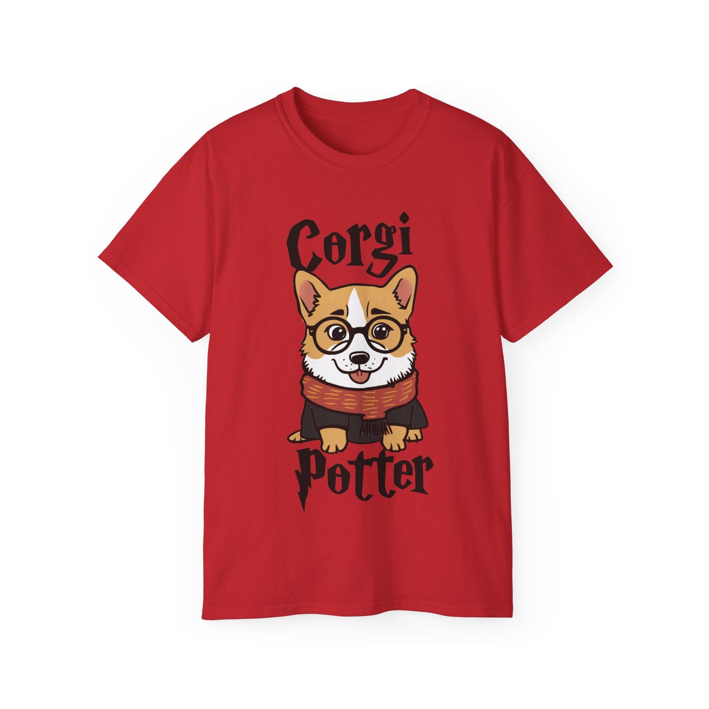 Cute Dog Cartoon Corgi Potter Unisex Organic T-Shirt