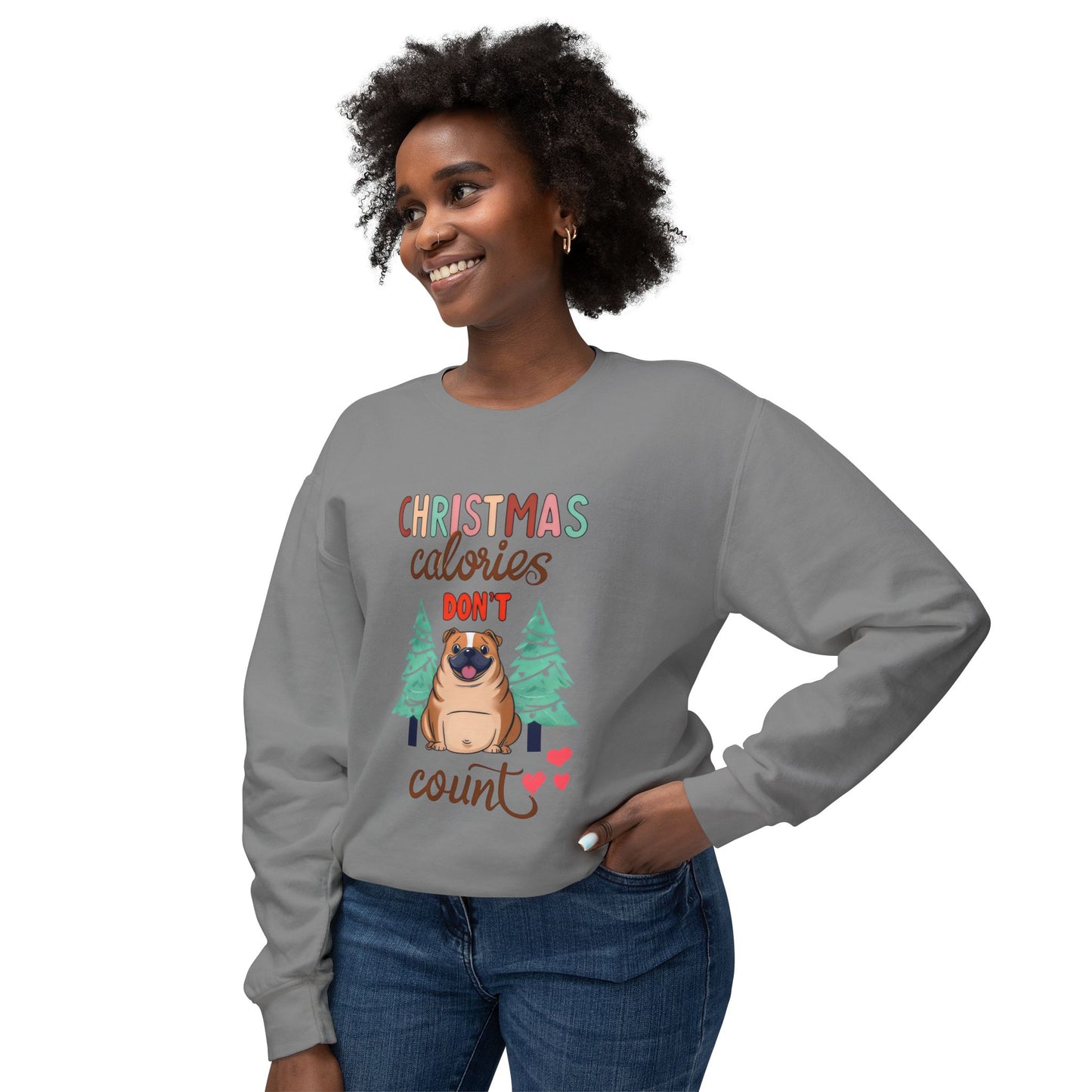 Cute Funny Meme Christmas Calories Don't Count Pug Lover Sweatshirt