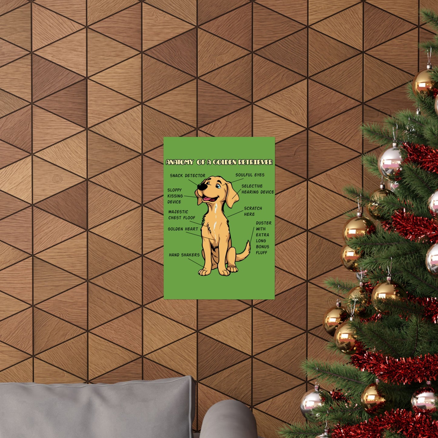 Cute Cartoon Anatomy of a Golden Retriever Posters