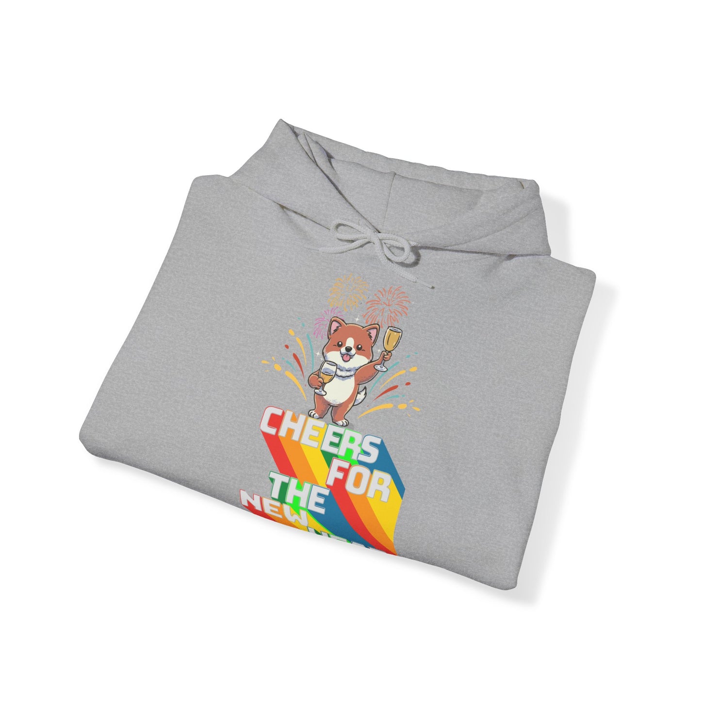 Cute Cartoon Pomeranian Cheers for the New Year Unisex Hooded Sweatshirt